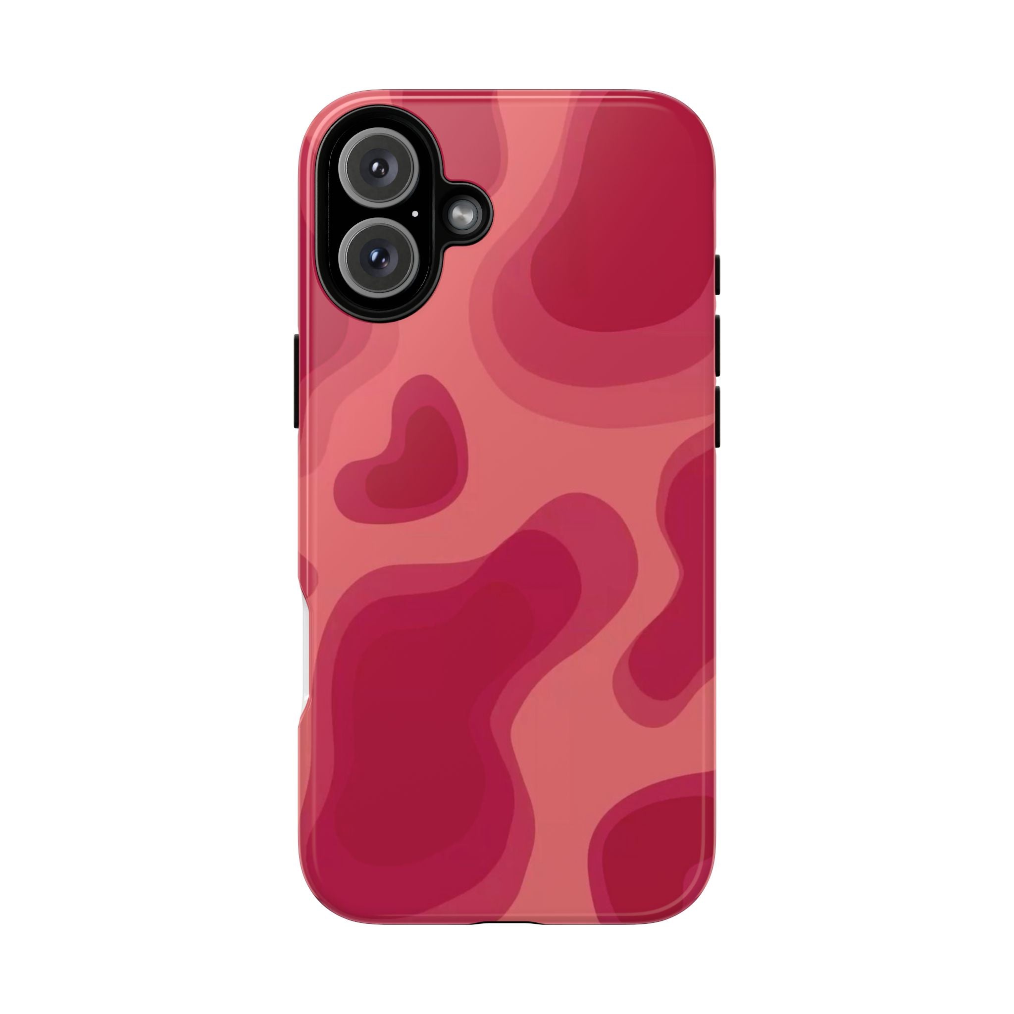 Red Pink Camo iPhone Case — Abstract Heart Pattern Tough Protective Cover