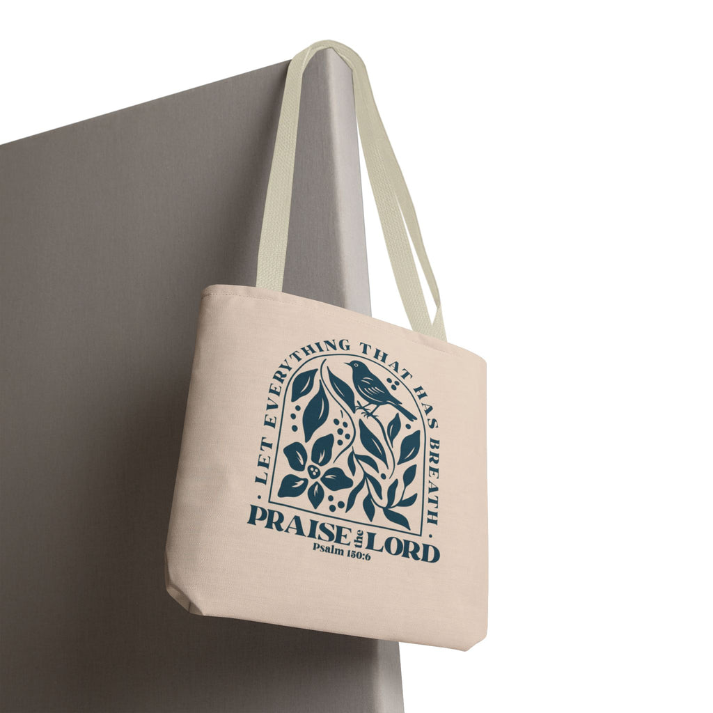 "Praise the Lord" Floral Psalm 150:6 Tote Bag