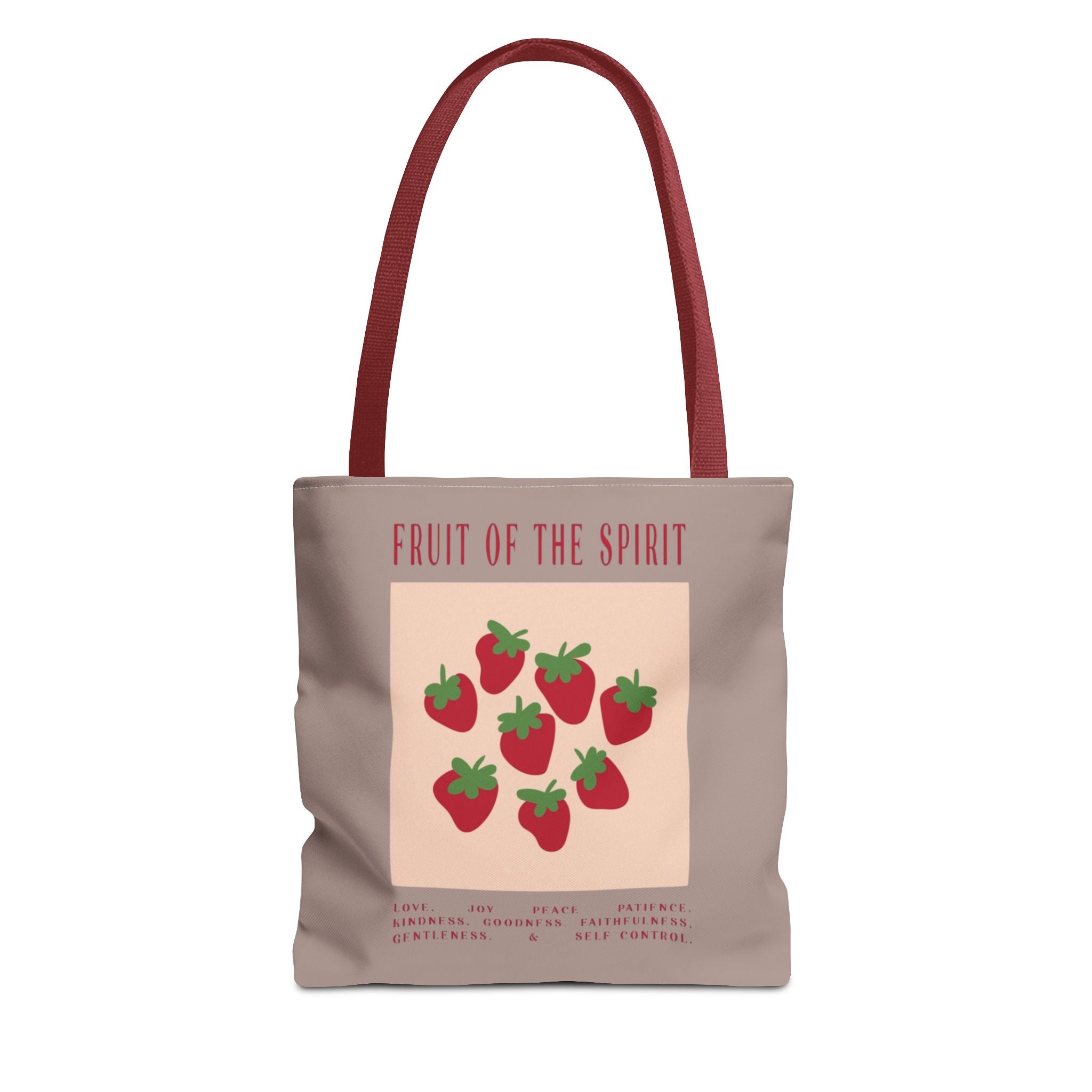 Fruit of the Spirit Strawberry Tote Bag — Christian Inspirational AOP Market Tote