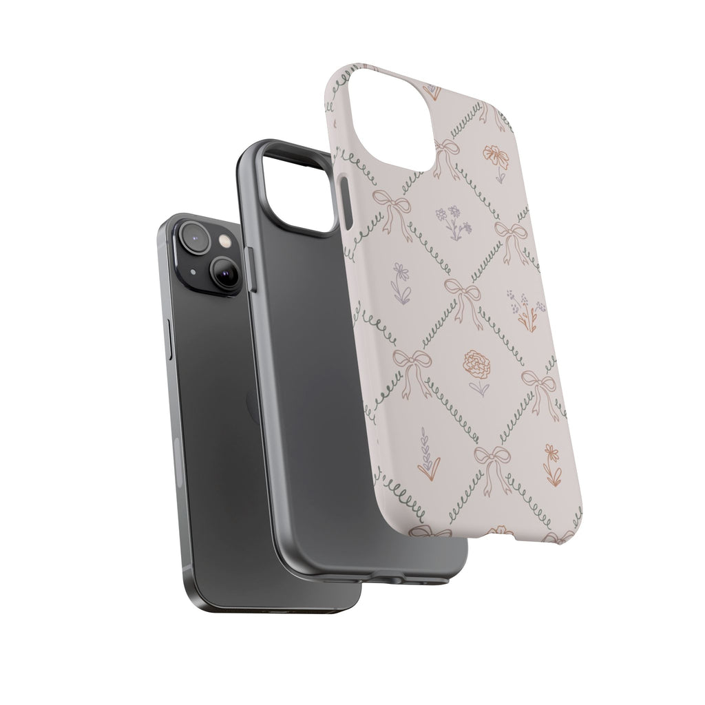 Floral Bow Pattern Tough iPhone Case