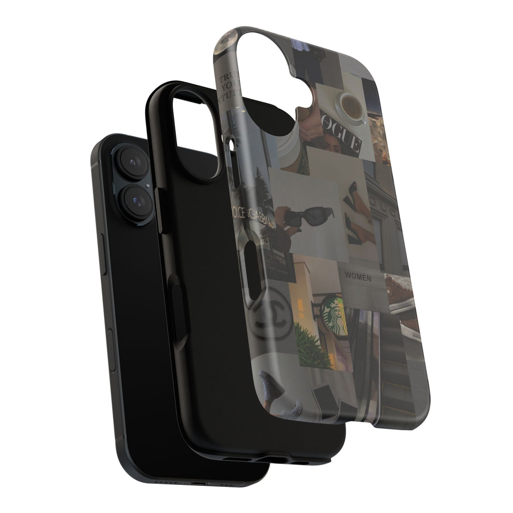 Collage Aesthetic Tough iPhone Case — Chic Cafe & Fashion Mood Board