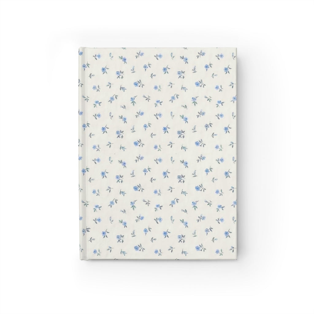 Hardcover Floral Blue Ditsy Ruled Journal — Soft Cover Lined Notebook for Notes & Daily Journaling