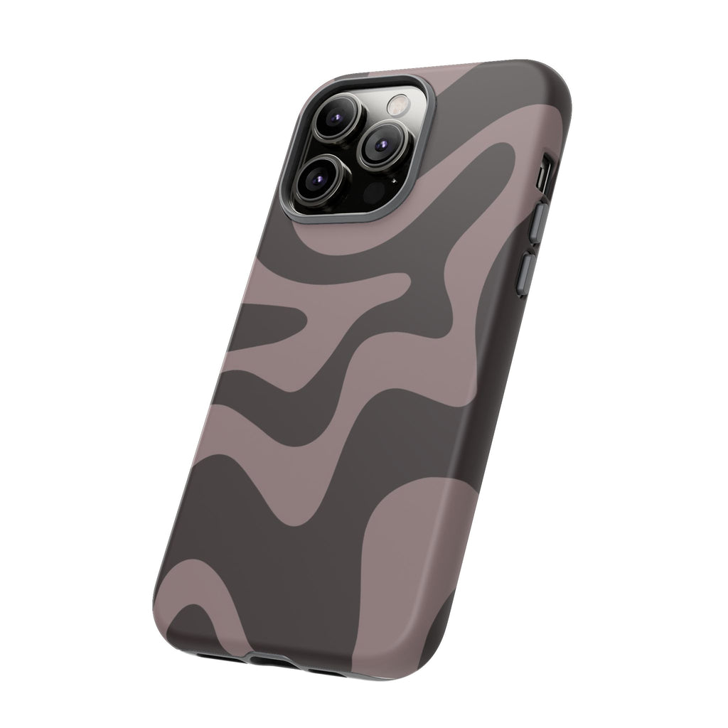 Camouflage Swirl iPhone Case — Matte Brown Abstract Camo Protective Cover