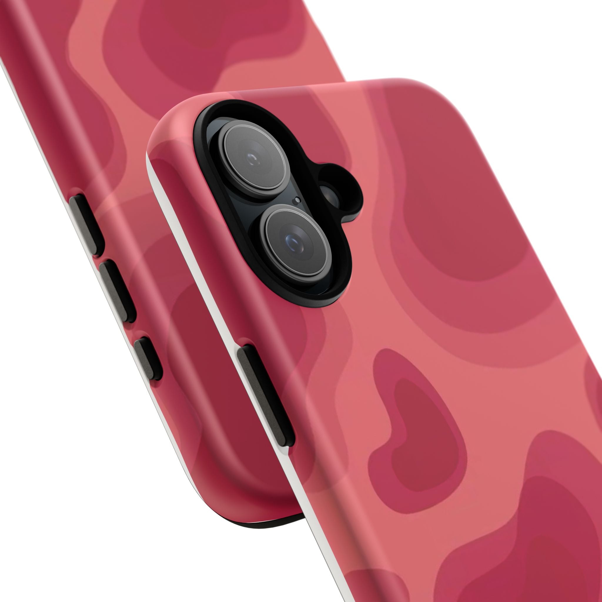 Red Pink Camo iPhone Case — Abstract Heart Pattern Tough Protective Cover