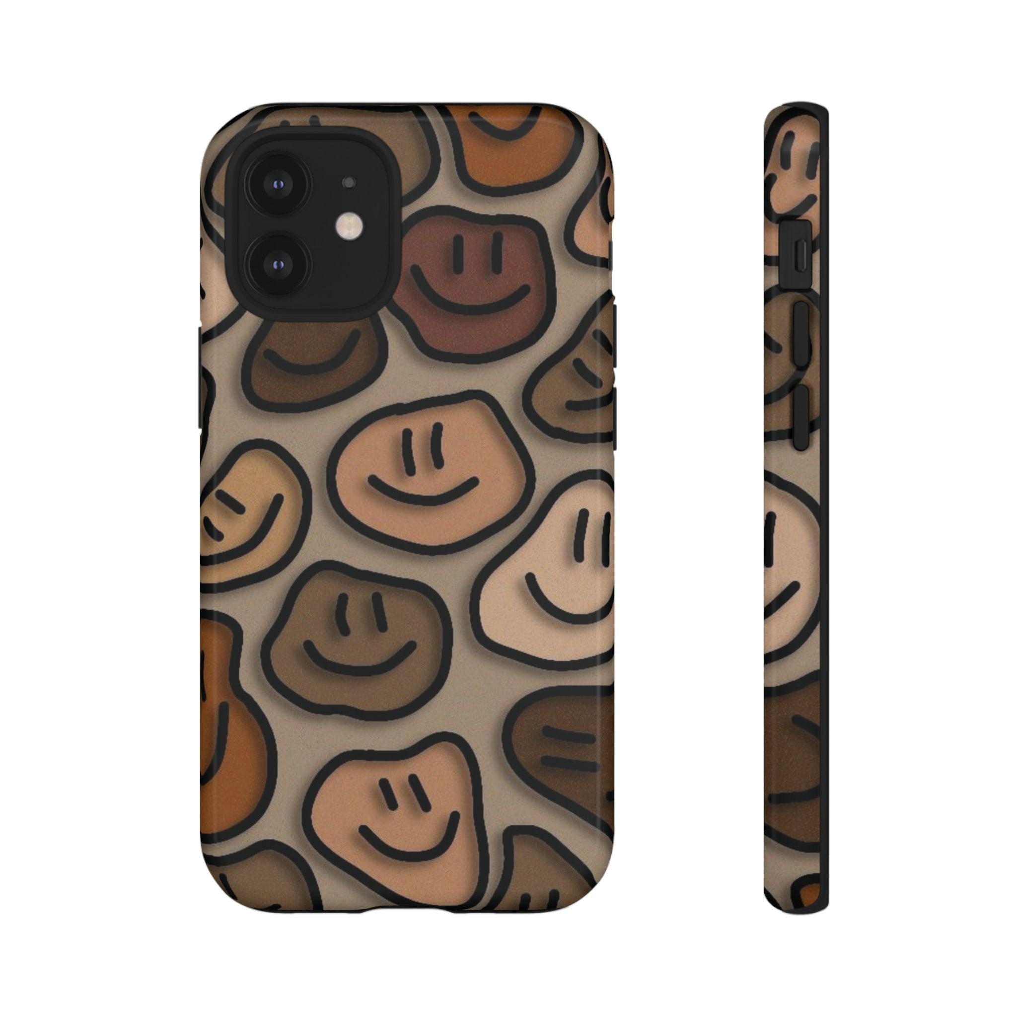 Smiley Faces iPhone Case — Neutral Brown Diverse Smiles Protective Cover