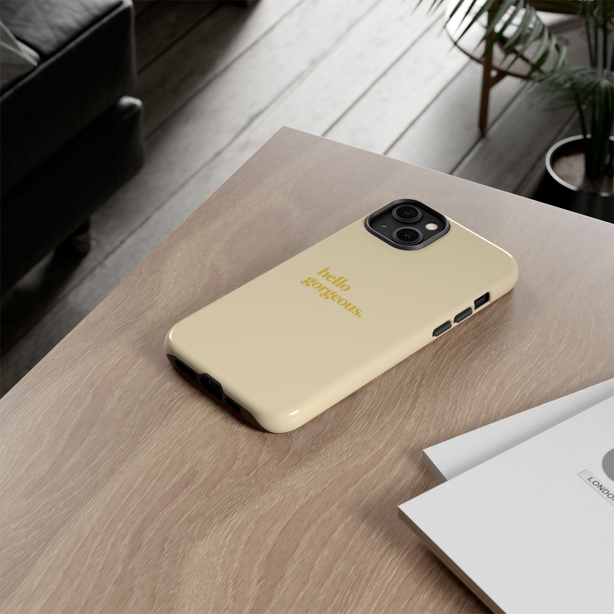 Hello Gorgeous iPhone Case — Cream Tough Protective Cover
