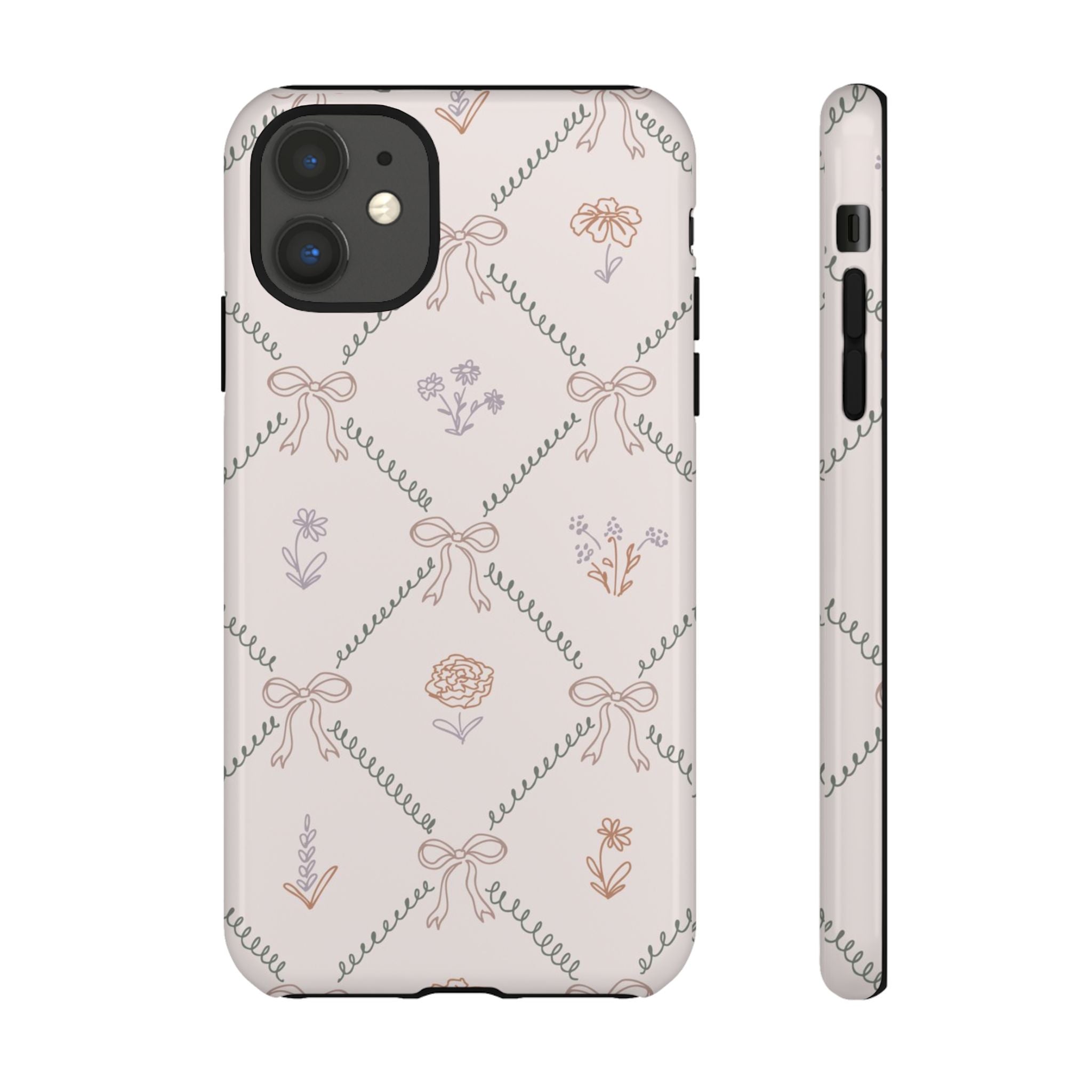 Floral Bow Pattern Tough iPhone Case
