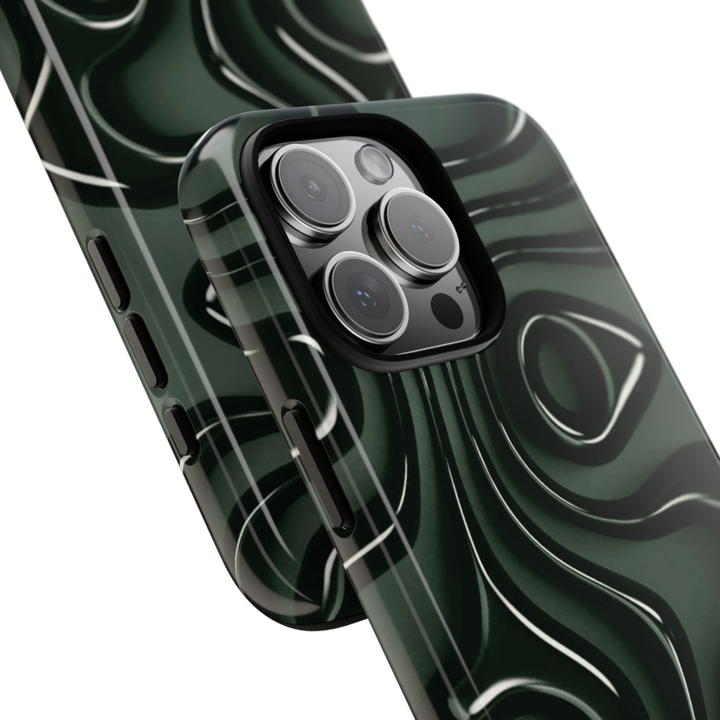 Dark Green Abstract Swirl Tough Phone Case