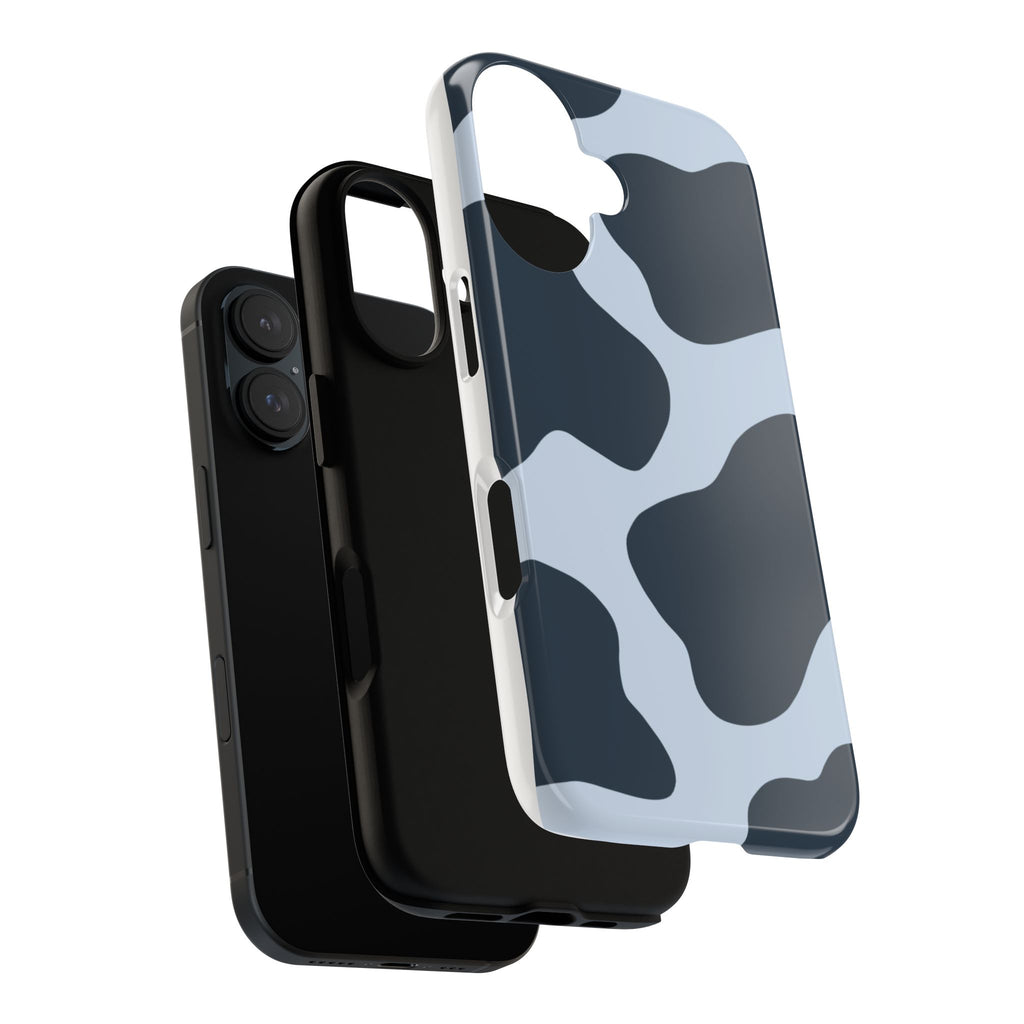 Cow Print Tough iPhone Case — Blue Black Abstract Pattern