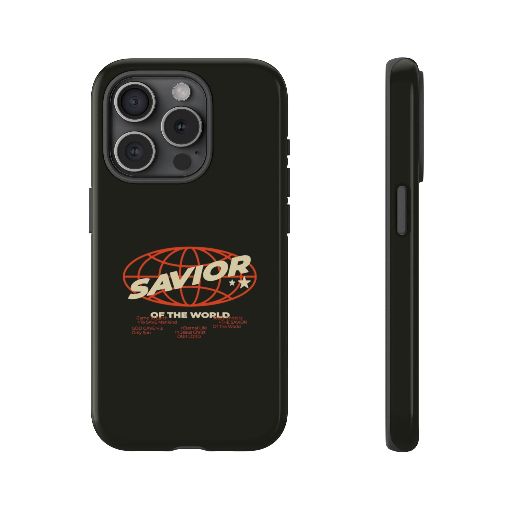 Savior of the World Black Protective Phone Case — Retro Globe Design