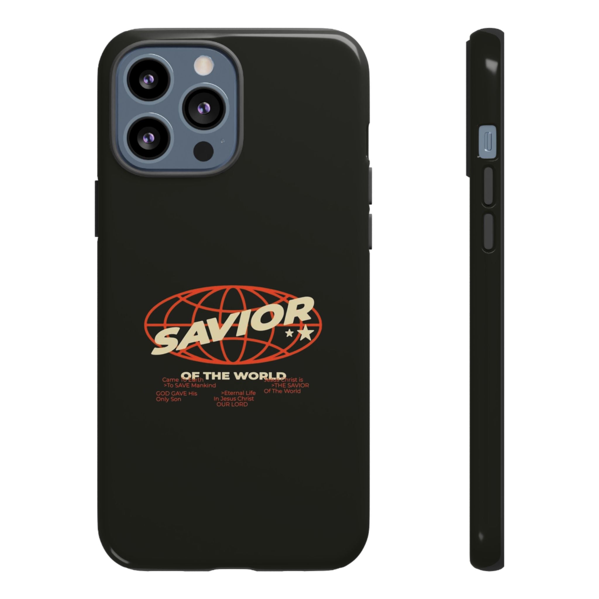 Savior of the World Black Protective Phone Case — Retro Globe Design