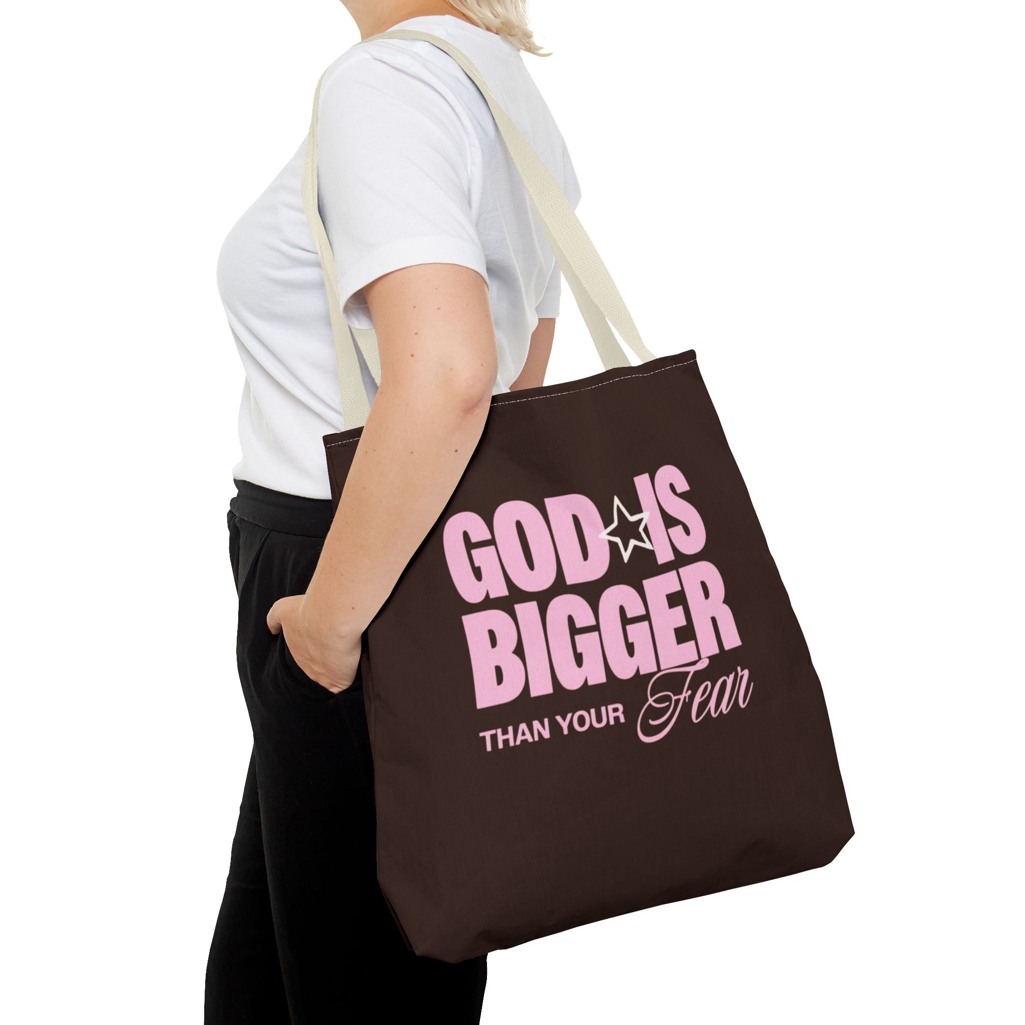 "God Is Bigger Than Your Fear" Scripture Quote Tote Bag