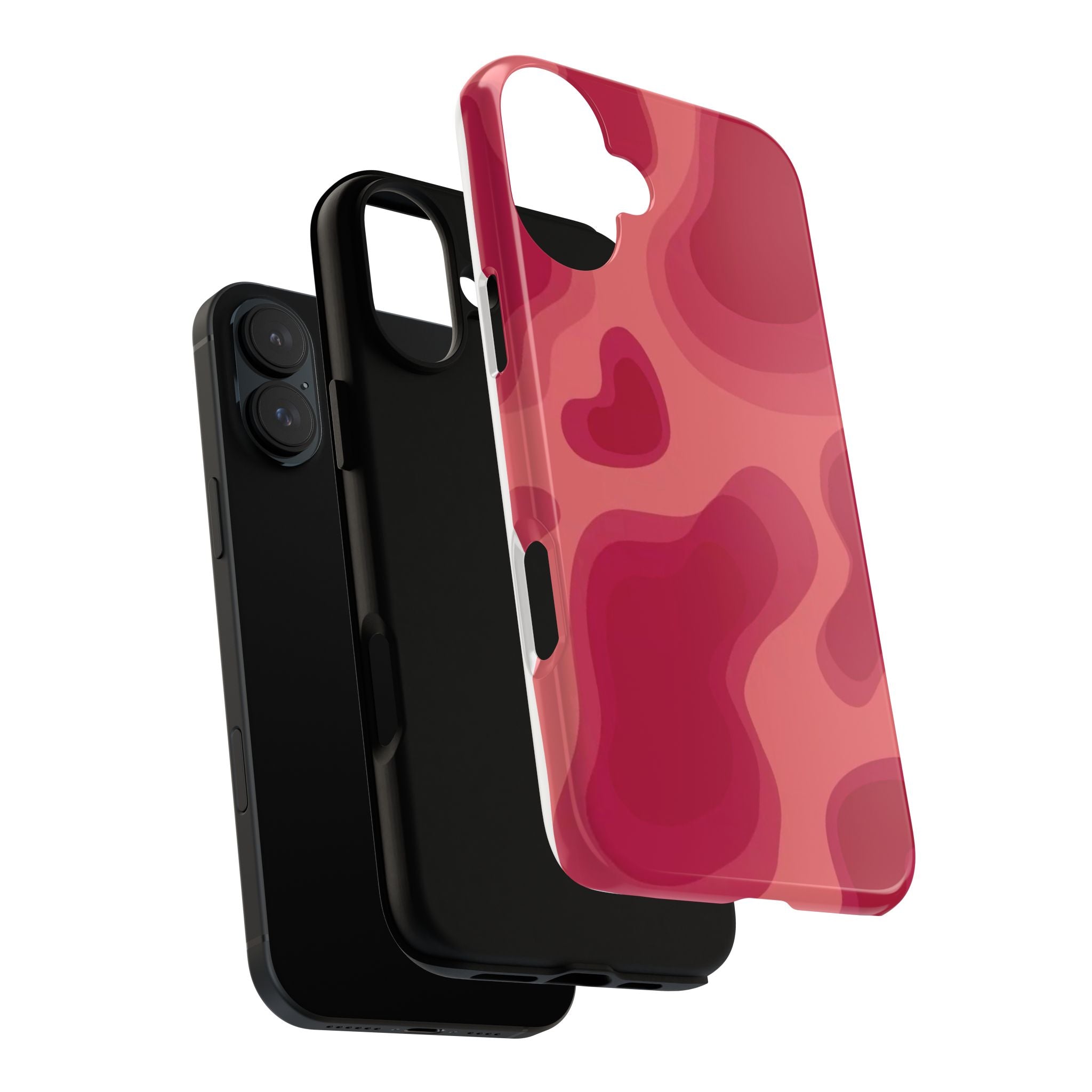 Red Pink Camo iPhone Case — Abstract Heart Pattern Tough Protective Cover