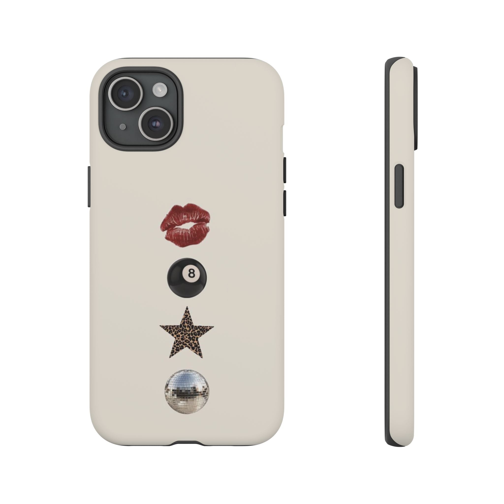 Kiss 8-Ball Star iPhone Case – Trendy Minimalist Protective Cover