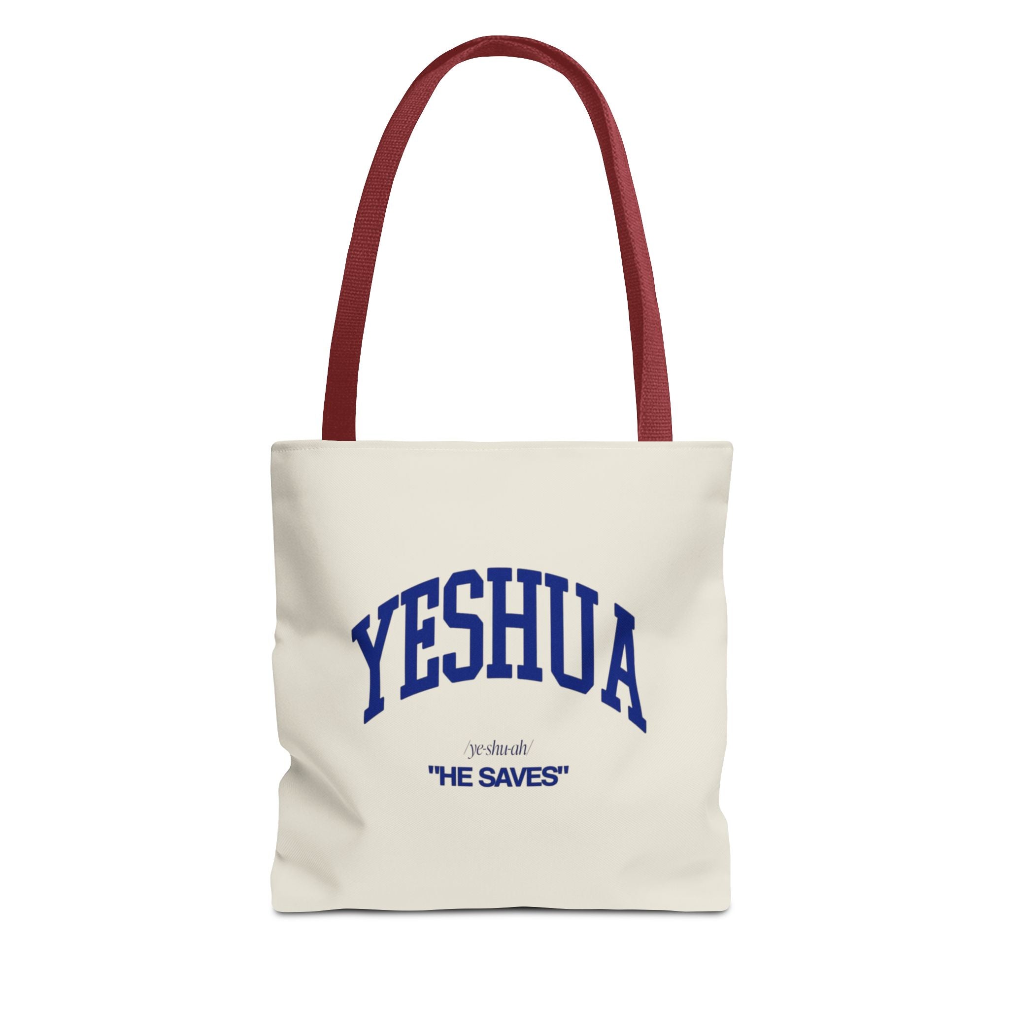 Yeshua 'He Saves' Scripture Tote Bag — Faith-Based Christian Canvas Tote