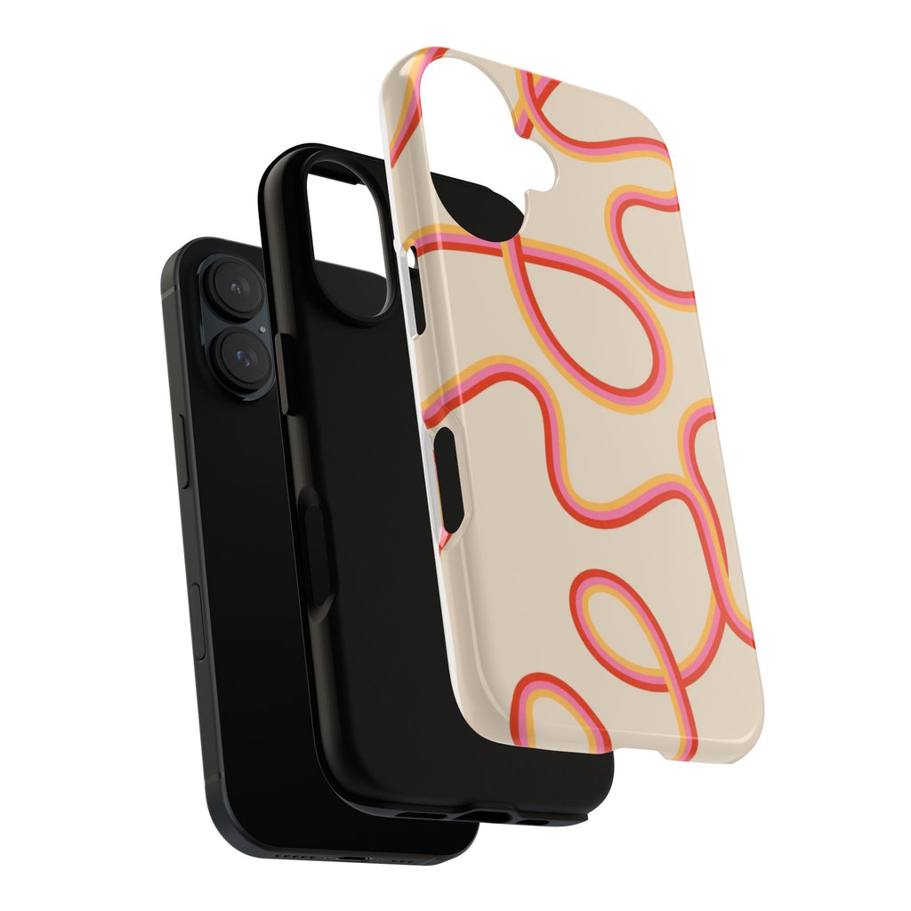 Retro Loop Pattern iPhone Case – Peach & Sunset Abstract Tough Case