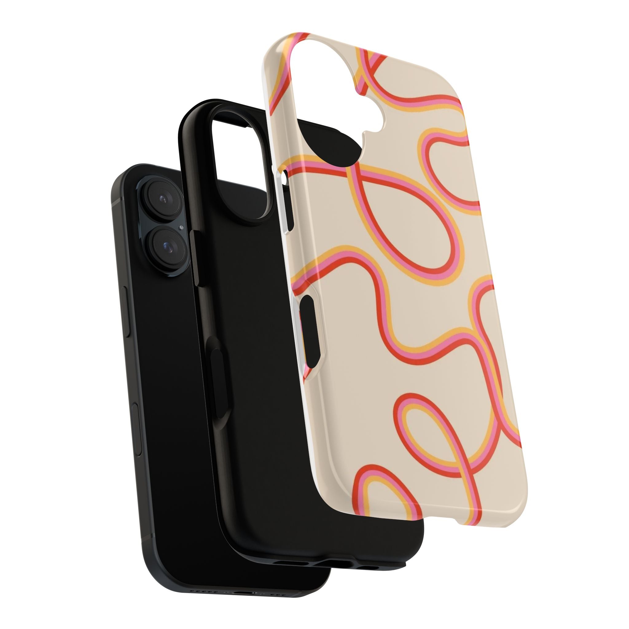 Retro Loop Pattern iPhone Case – Peach & Sunset Abstract Tough Case