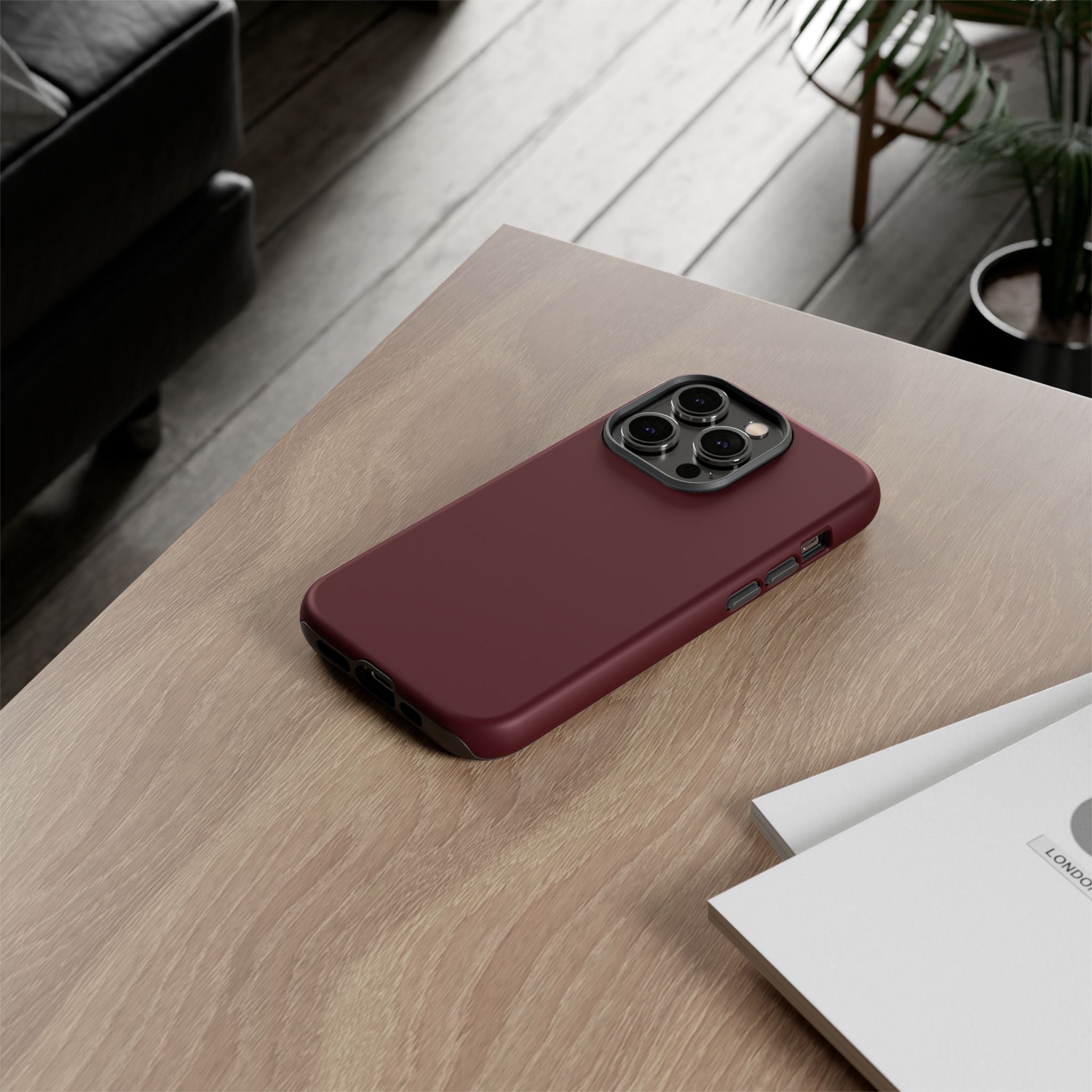Maroon Tough iPhone Case — Slim Impact-Resistant Protective Cover