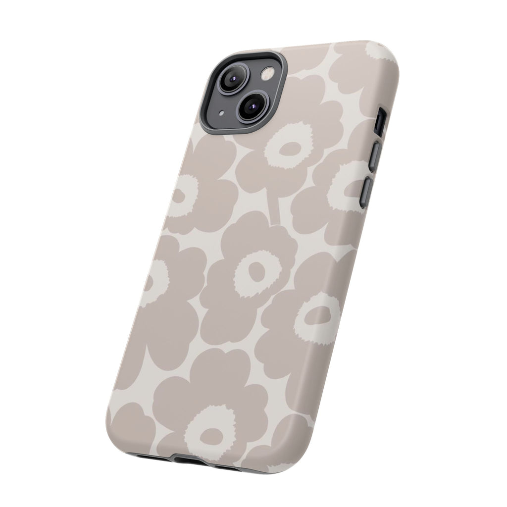 Floral Tough iPhone Case — Neutral Beige Poppy Protective Cover