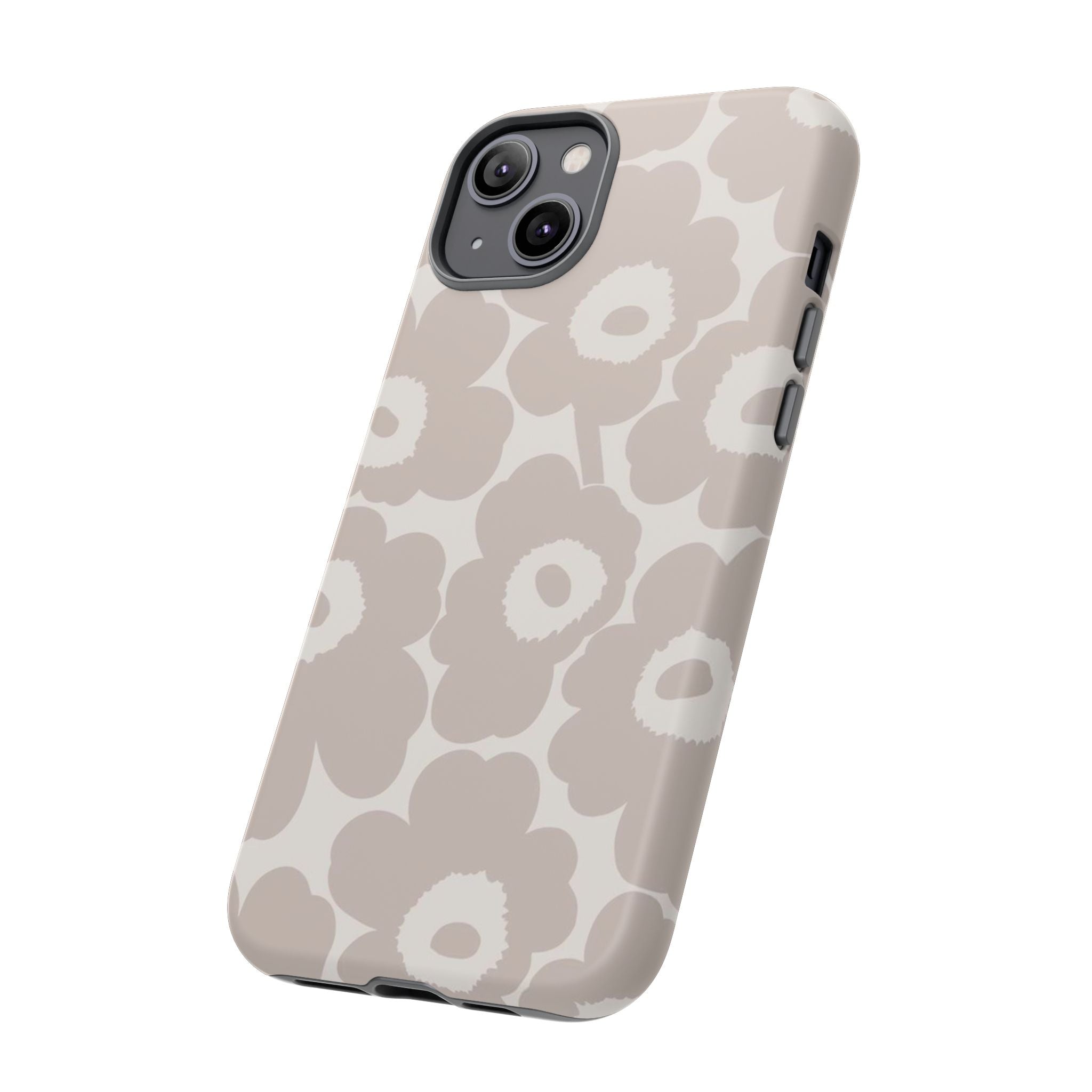 Floral Tough iPhone Case — Neutral Beige Poppy Protective Cover