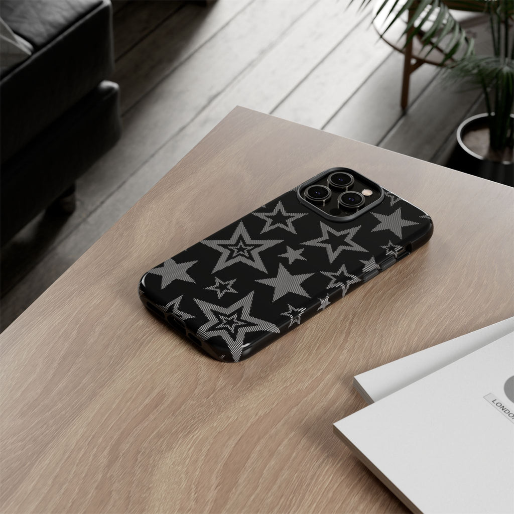 Black Star Pattern Tough Phone Case — Durable Protective Phone Cover