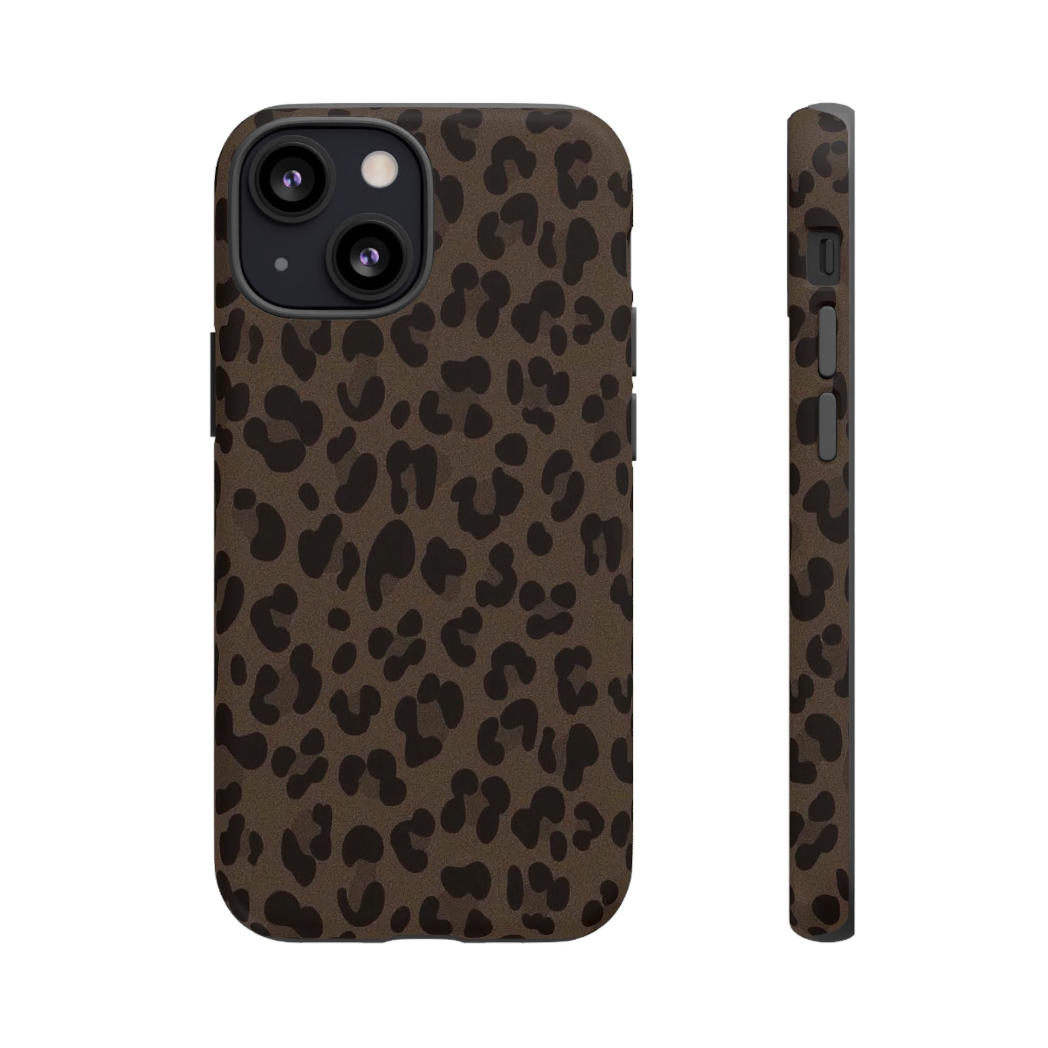 Leopard Print Tough iPhone Case — Durable Brown Animal Pattern Protective Cover