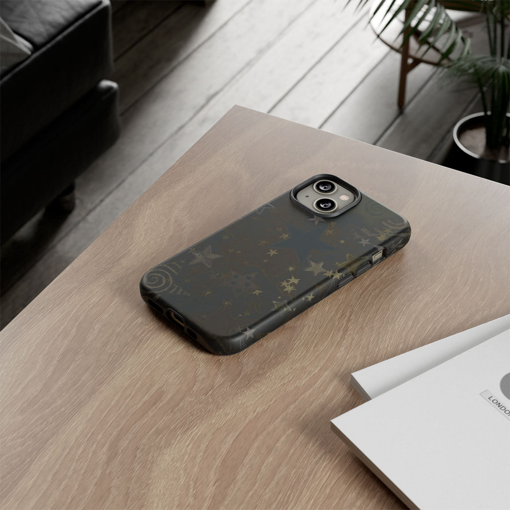 Black Starry iPhone Case – Protective Tough Case with Subtle Galaxy Pattern