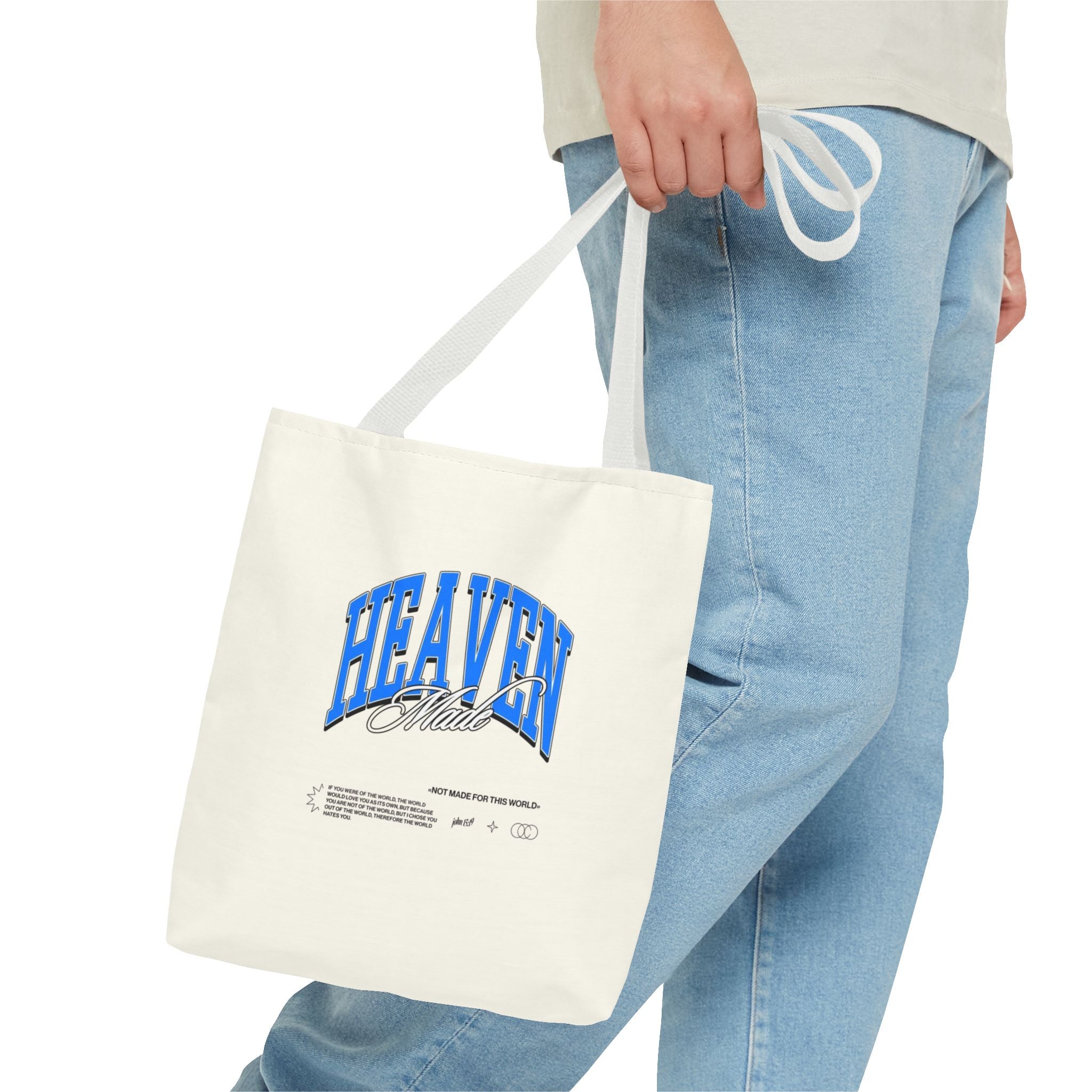 Heaven Music Tote Bag - Retro Blue Graphic All-Over Print