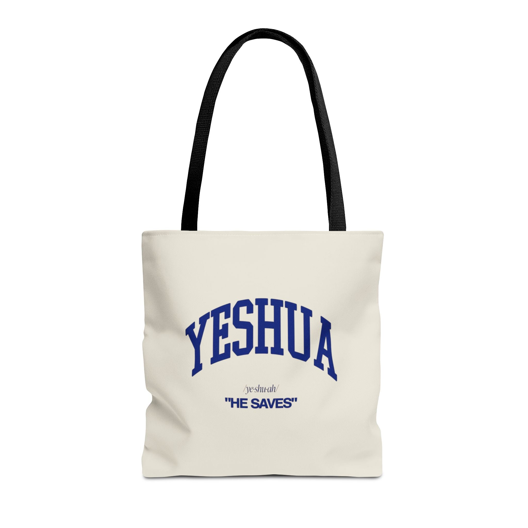 Yeshua 'He Saves' Scripture Tote Bag — Faith-Based Christian Canvas Tote