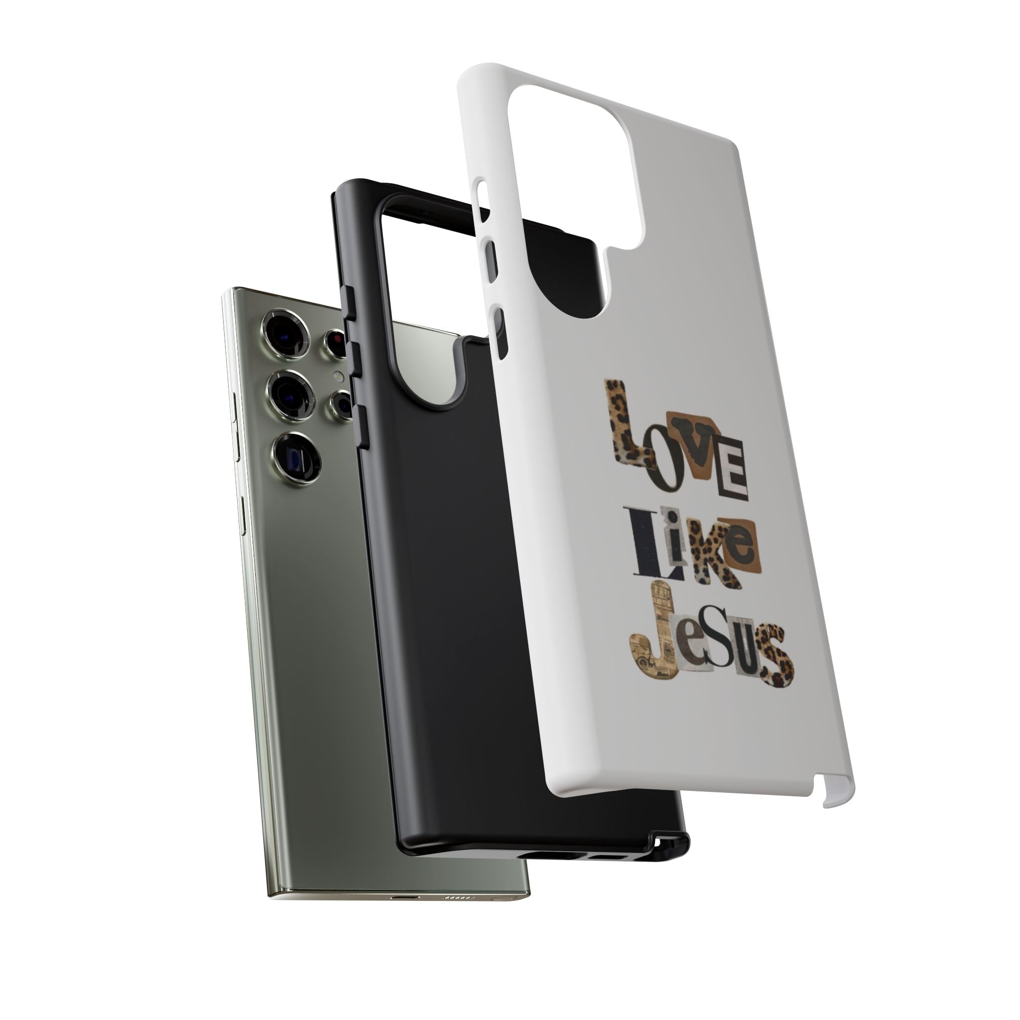"Love Like Jesus" Leopard Print Christian Tough Phone Case