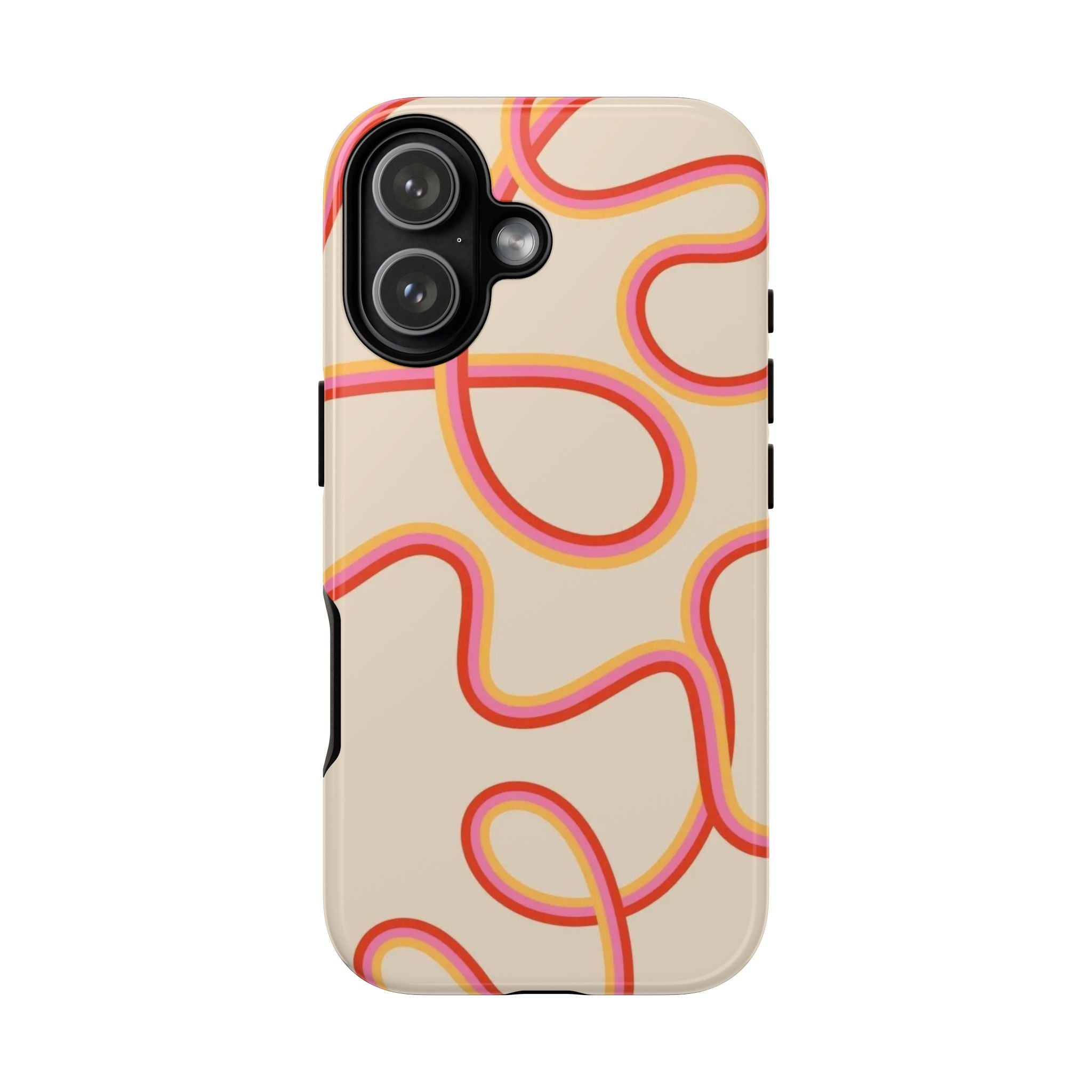 Retro Loop Pattern iPhone Case – Peach & Sunset Abstract Tough Case