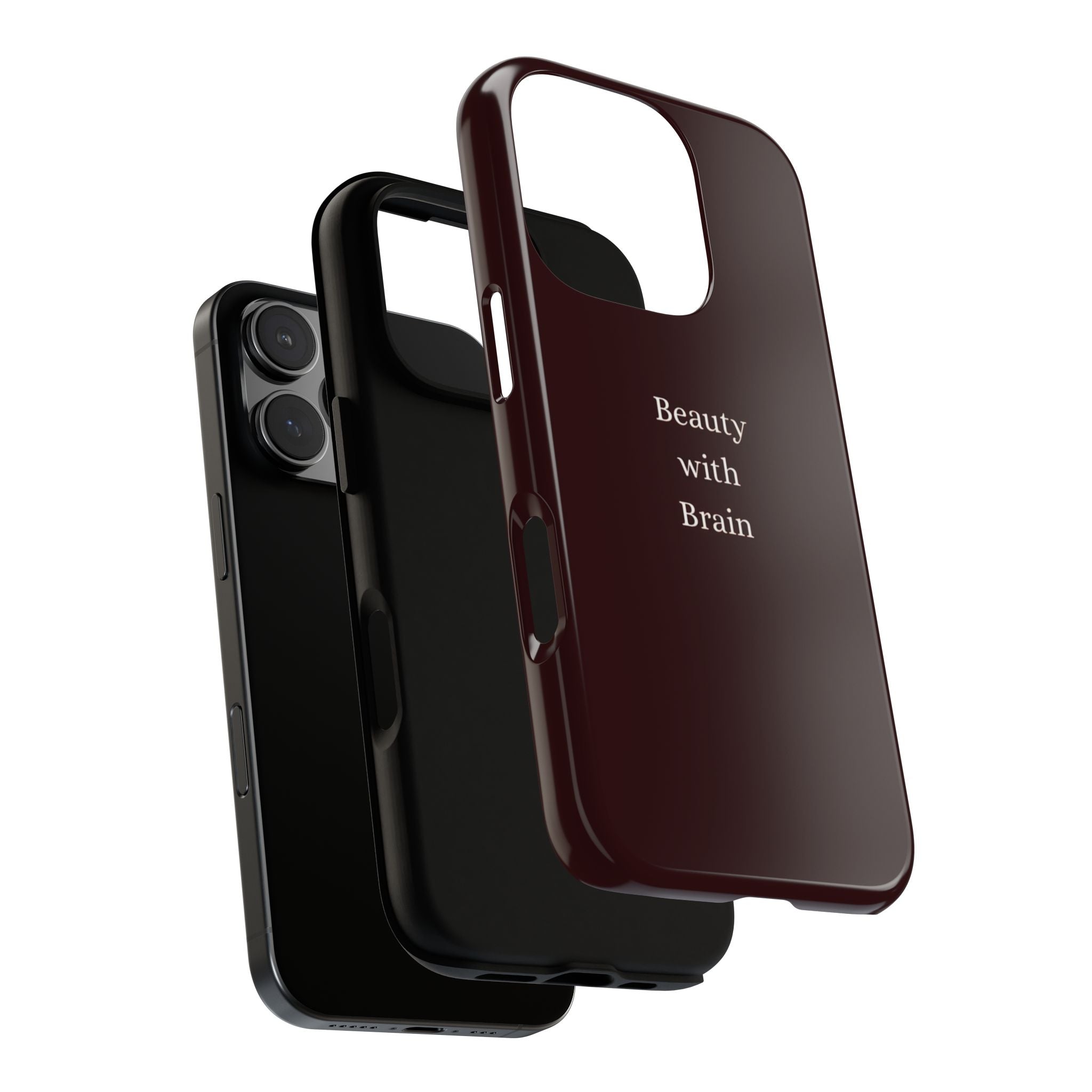 Tough Case — "Beauty with Brain" Protective iPhone Case (Sleek Maroon)