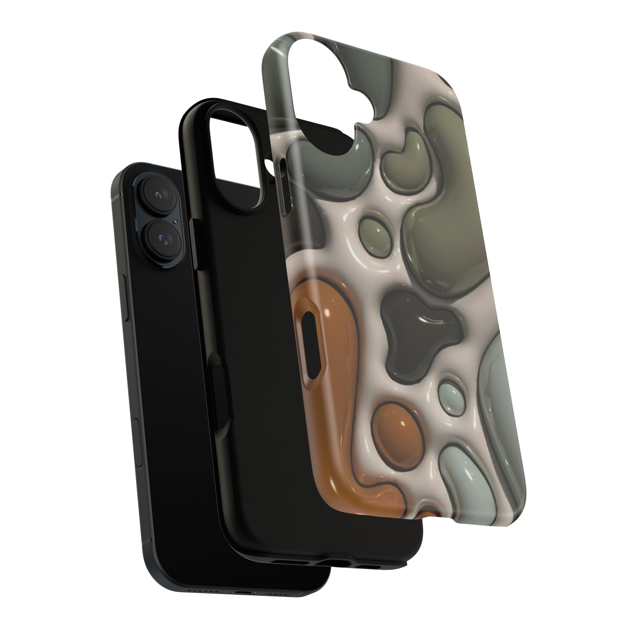 Abstract Pebble Pattern iPhone Case — Modern Organic Camouflage Tough Case