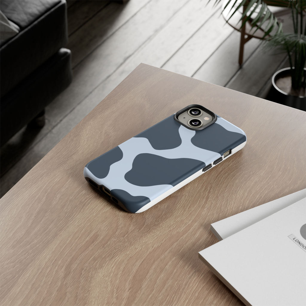 Cow Print Tough iPhone Case — Blue Black Abstract Pattern