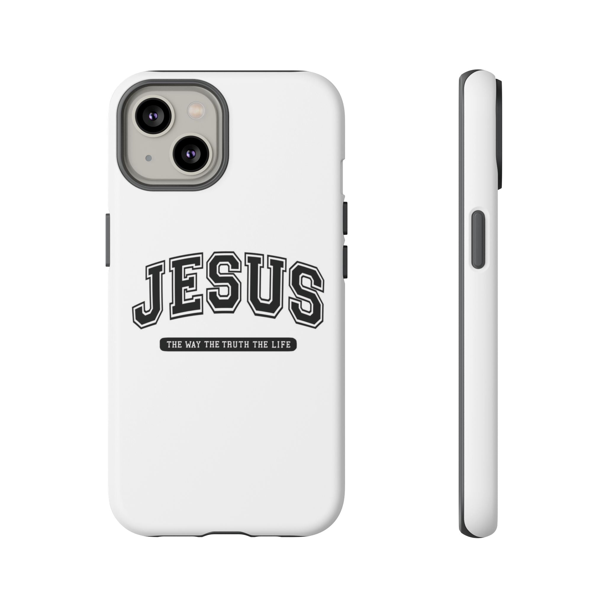 Jesus varsity phone case — 'Jesus: The Way The Truth The Life' tough protective cover