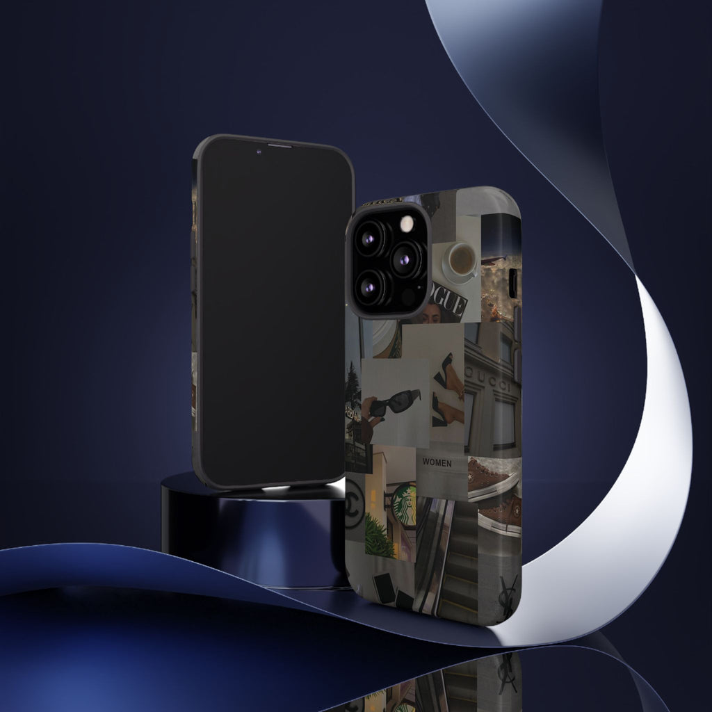 Collage Aesthetic Tough iPhone Case — Chic Cafe & Fashion Mood Board