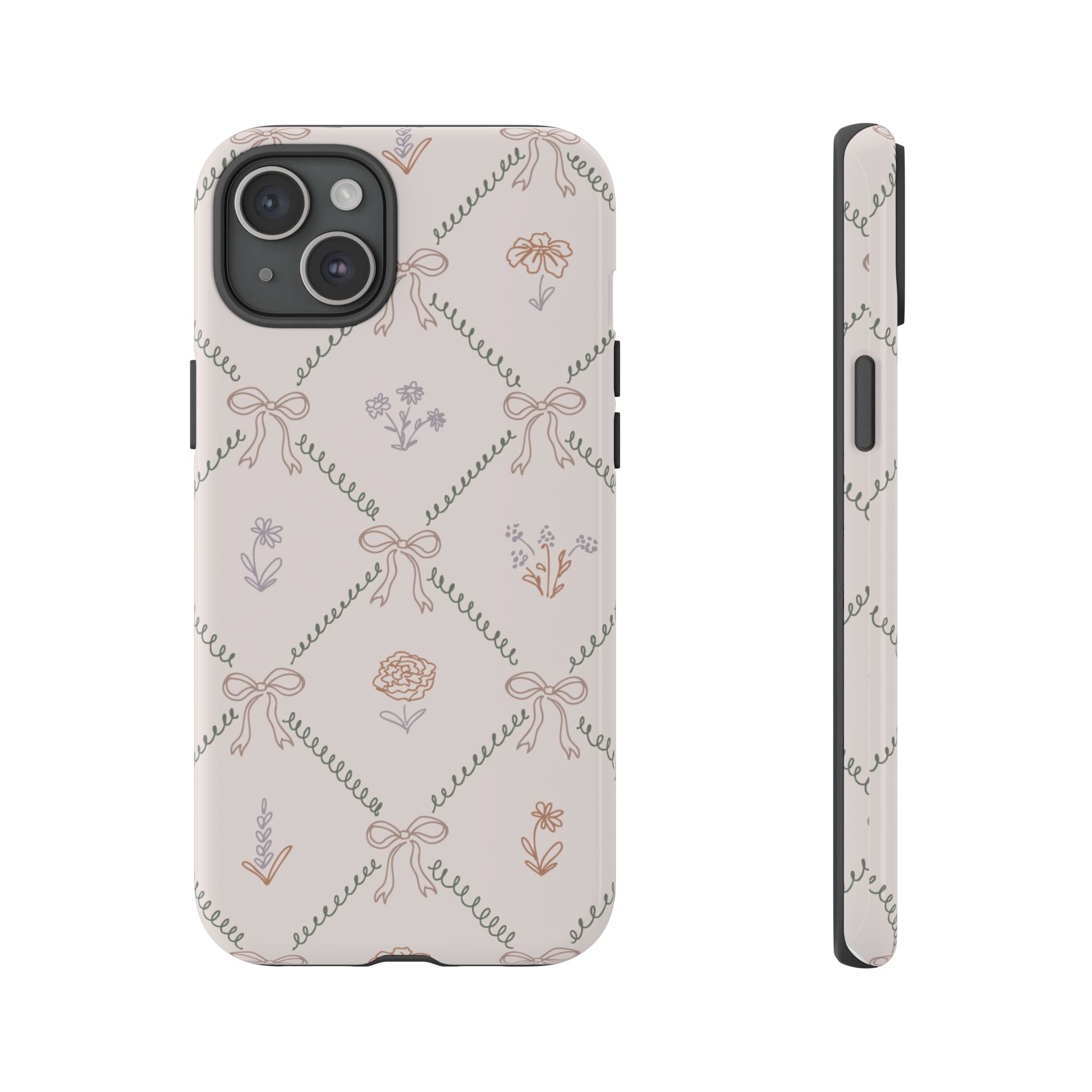 Floral Bow Pattern Tough iPhone Case