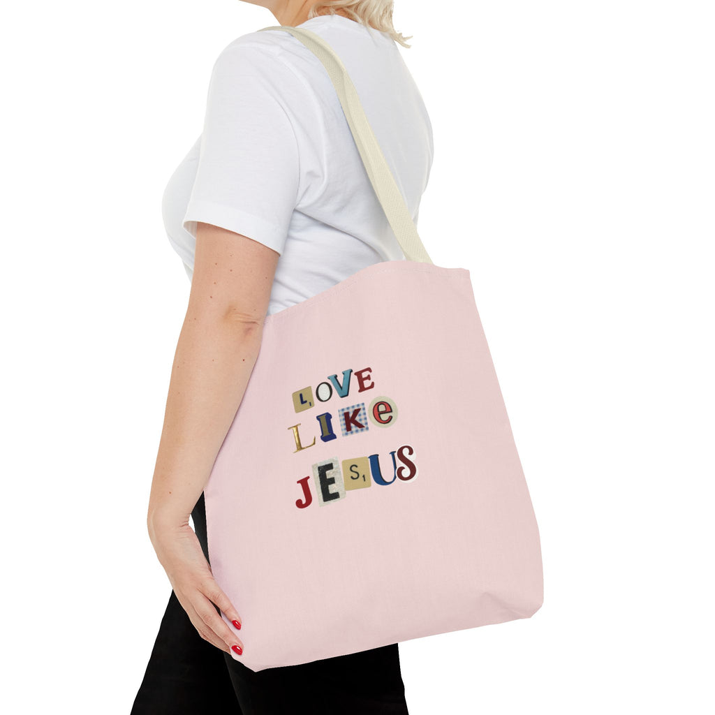 Love Like Jesus Tote Bag — Christian Inspirational Pink Everyday Tote