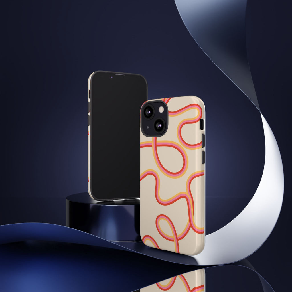 Retro Loop Pattern iPhone Case – Peach & Sunset Abstract Tough Case
