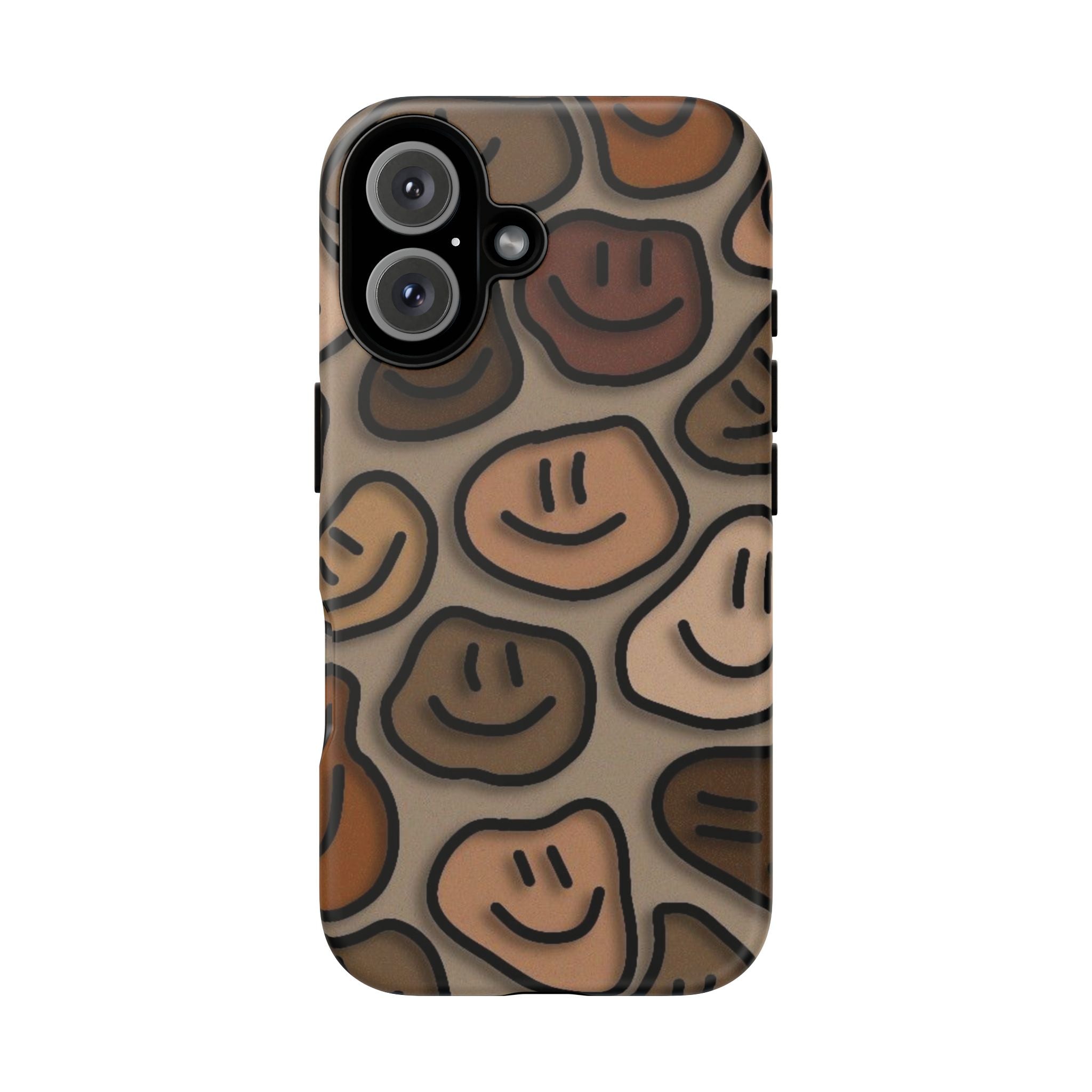 Smiley Faces iPhone Case — Neutral Brown Diverse Smiles Protective Cover