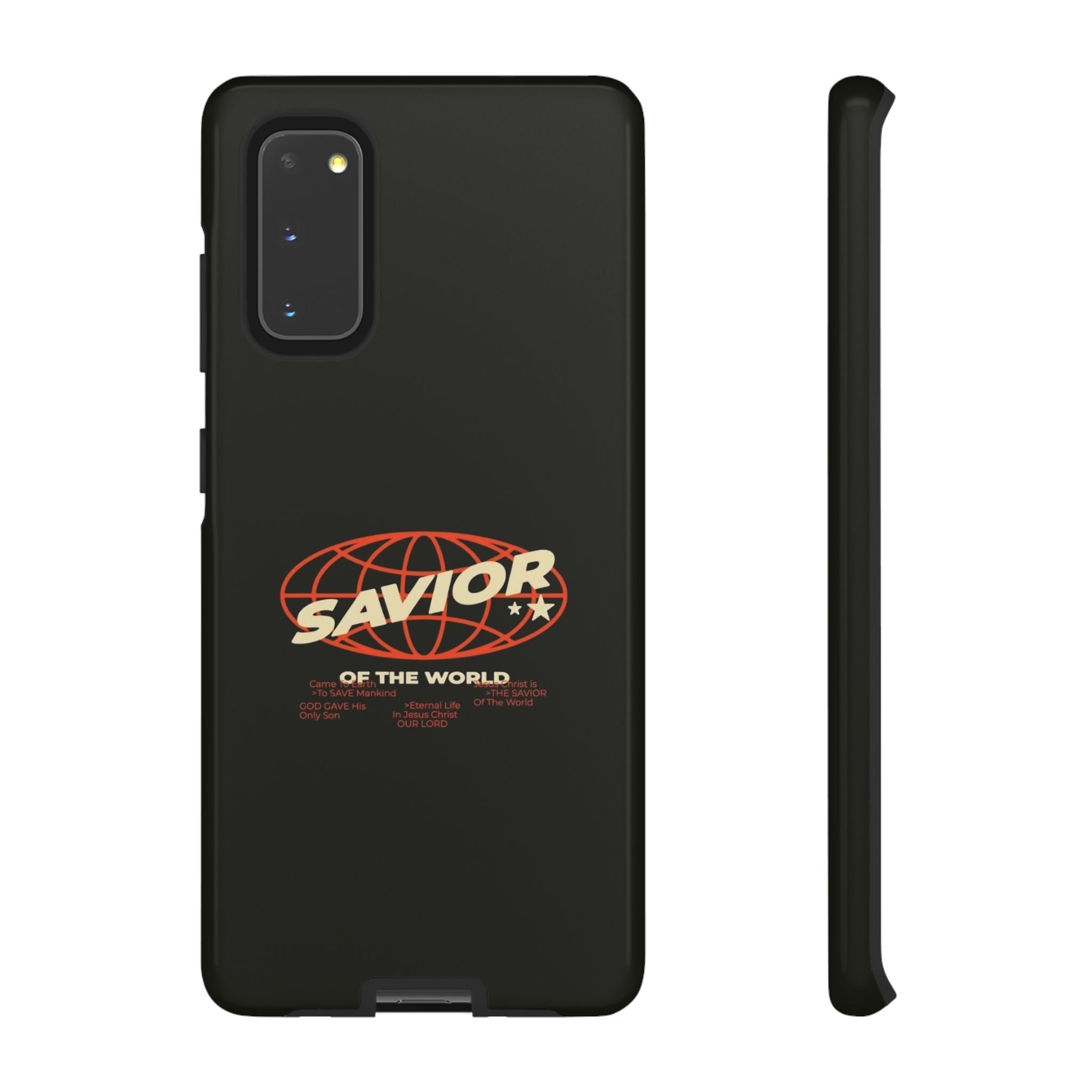 Savior of the World Black Protective Phone Case — Retro Globe Design