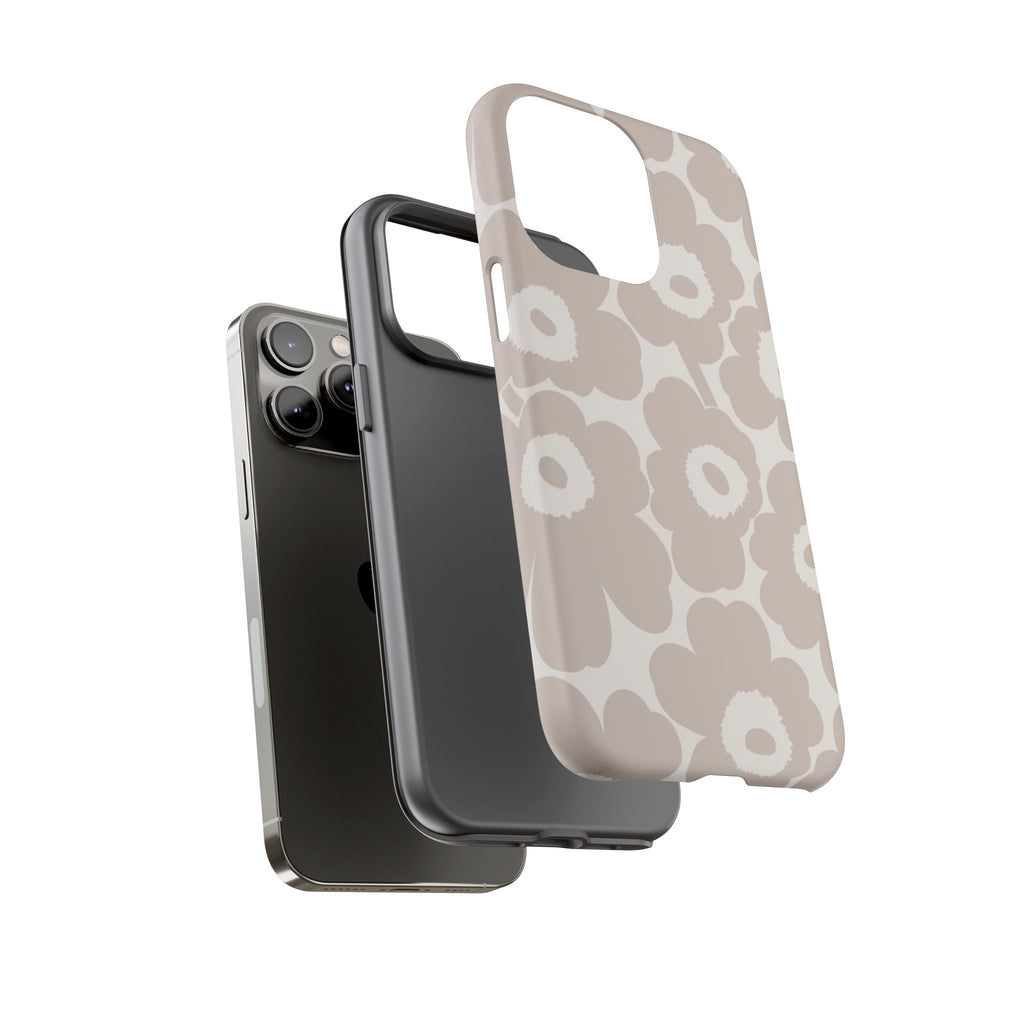 Floral Tough iPhone Case — Neutral Beige Poppy Protective Cover