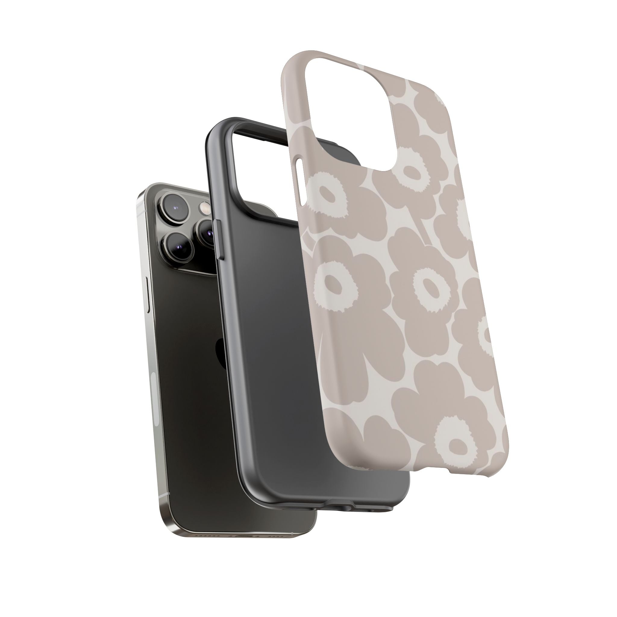 Floral Tough iPhone Case — Neutral Beige Poppy Protective Cover
