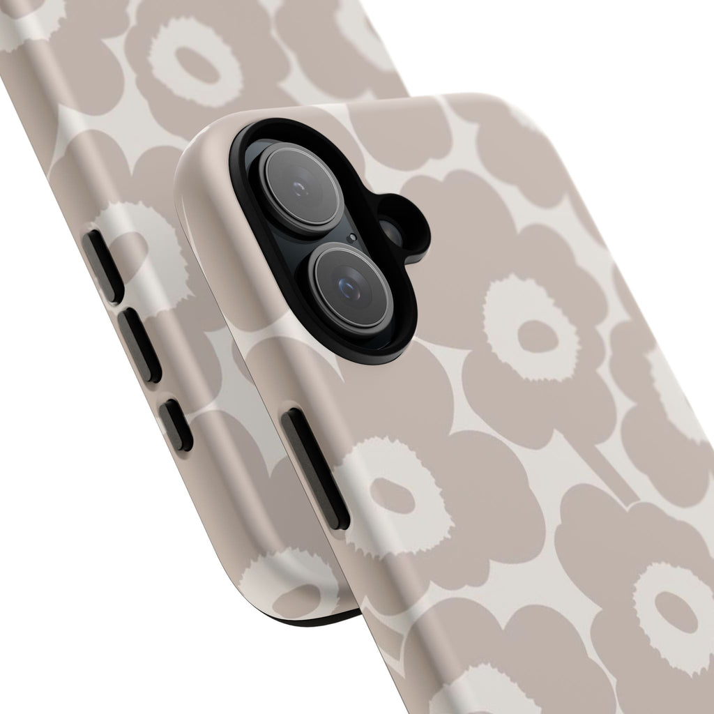 Floral Tough iPhone Case — Neutral Beige Poppy Protective Cover