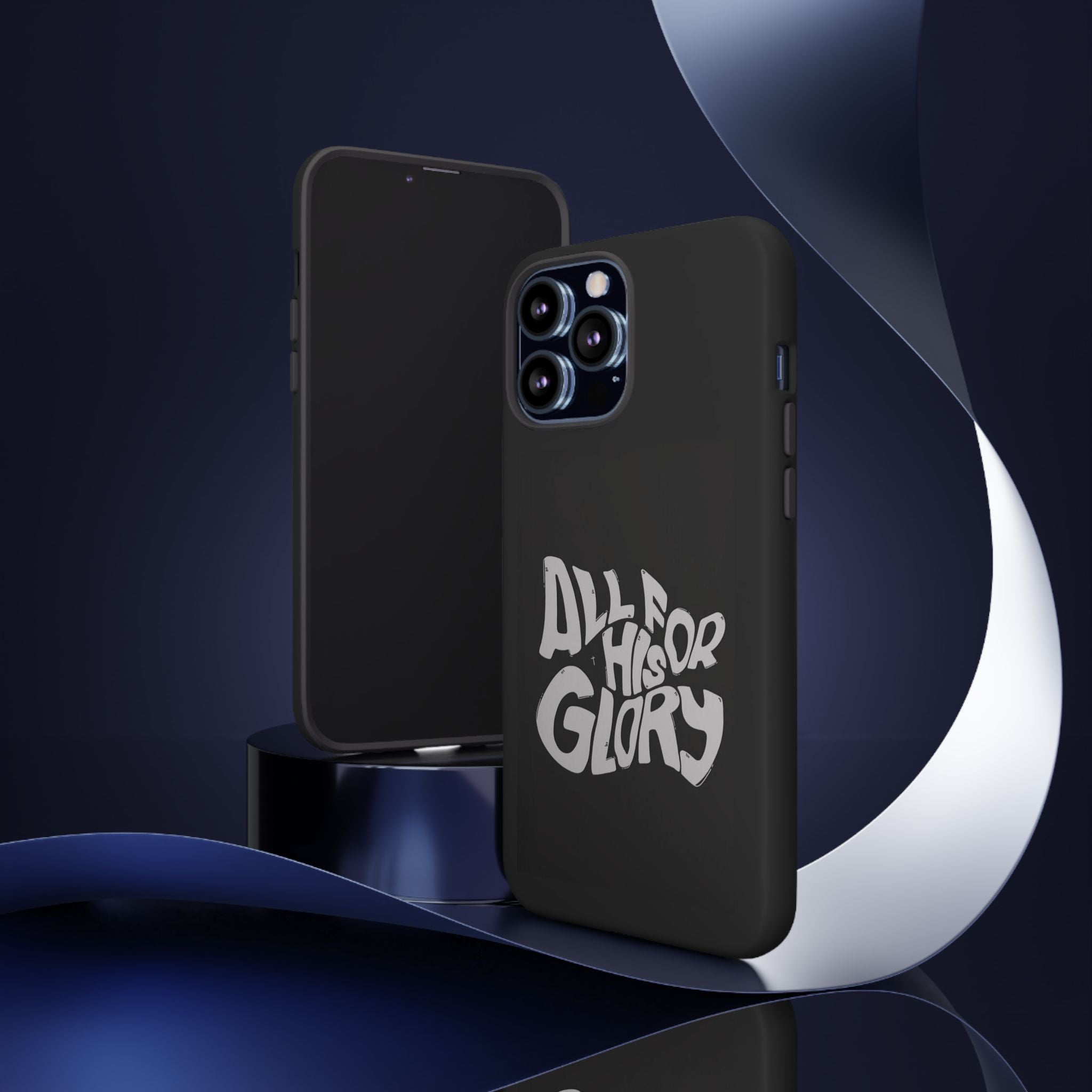 All For His Glory Phone Case — Christian Faith Script Protective Cover