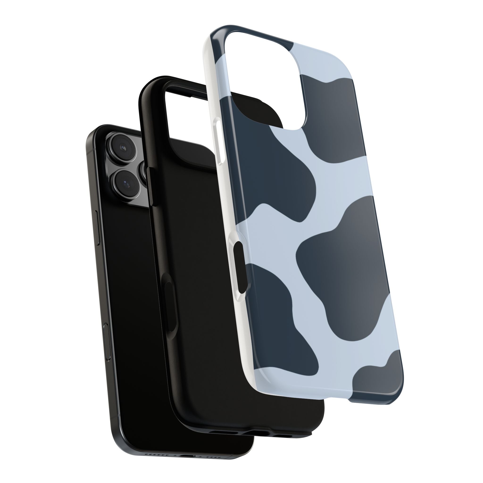 Cow Print Tough iPhone Case — Blue Black Abstract Pattern