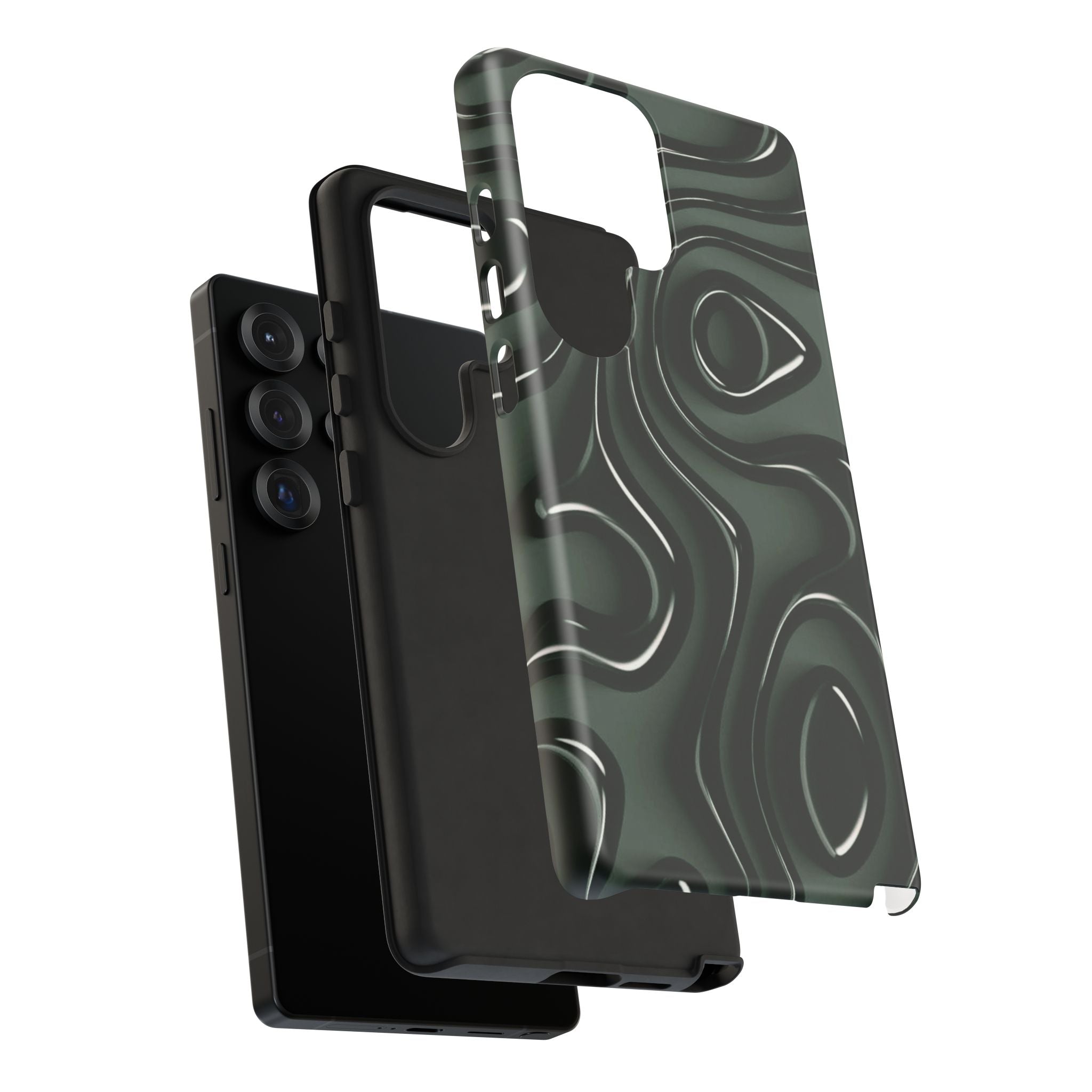 Dark Green Abstract Swirl Tough Phone Case