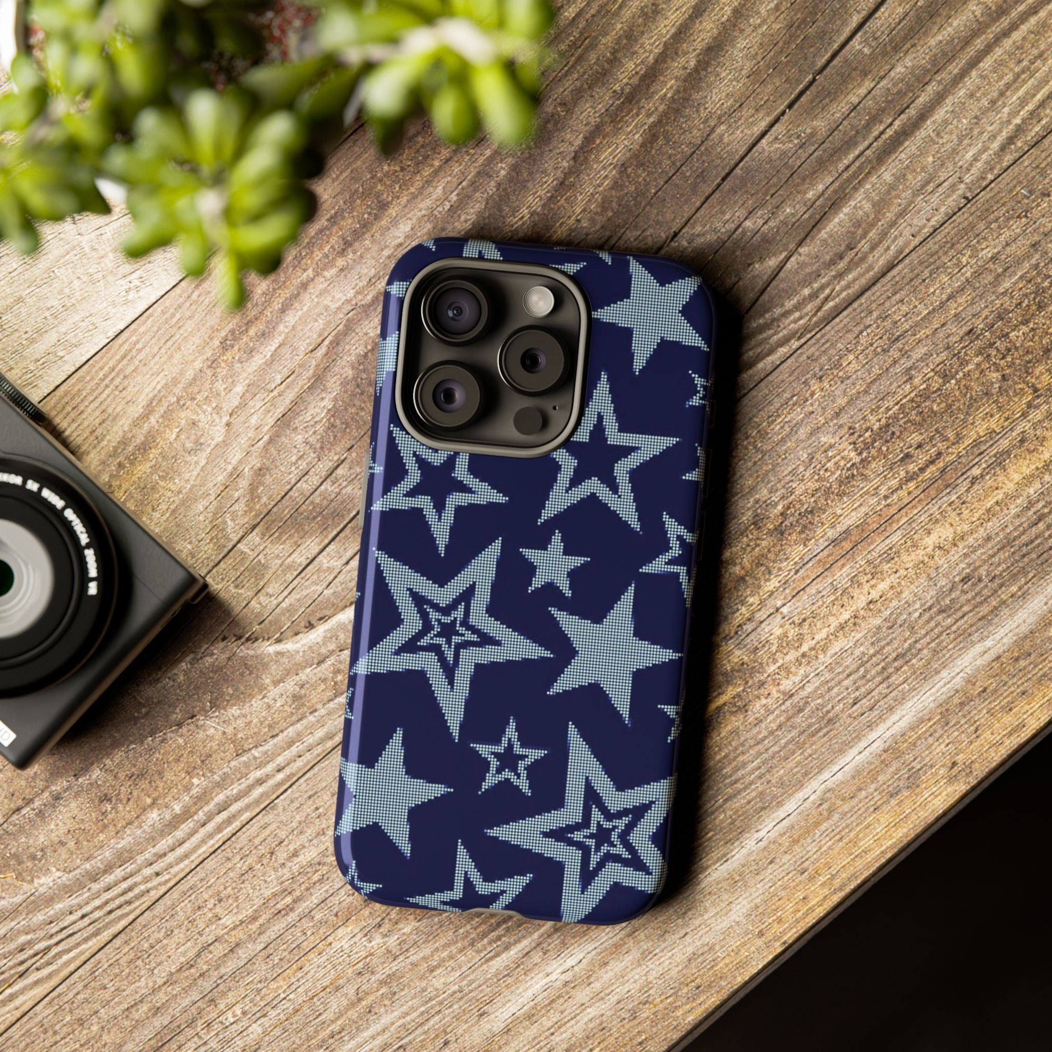 Navy Star Pattern Tough iPhone Case