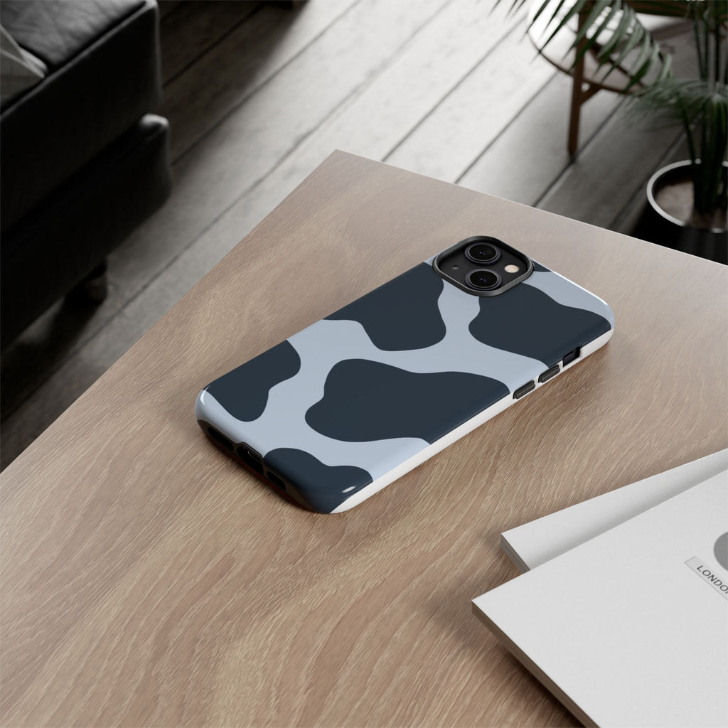 Cow Print Tough iPhone Case — Blue Black Abstract Pattern