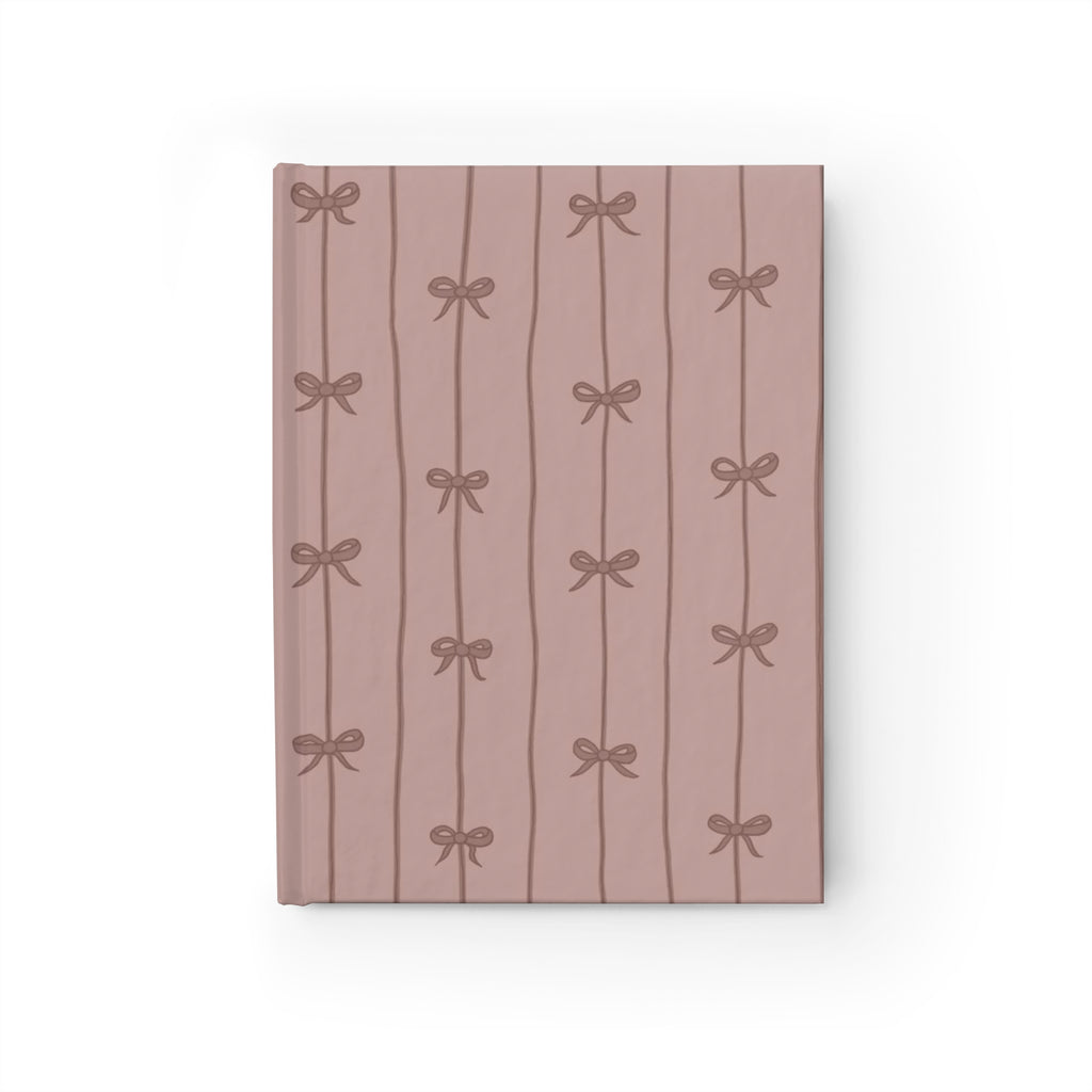 Hardcover Blush Bow Pattern Ruled Journal — Lined Notebook for Notes & Daily Planning